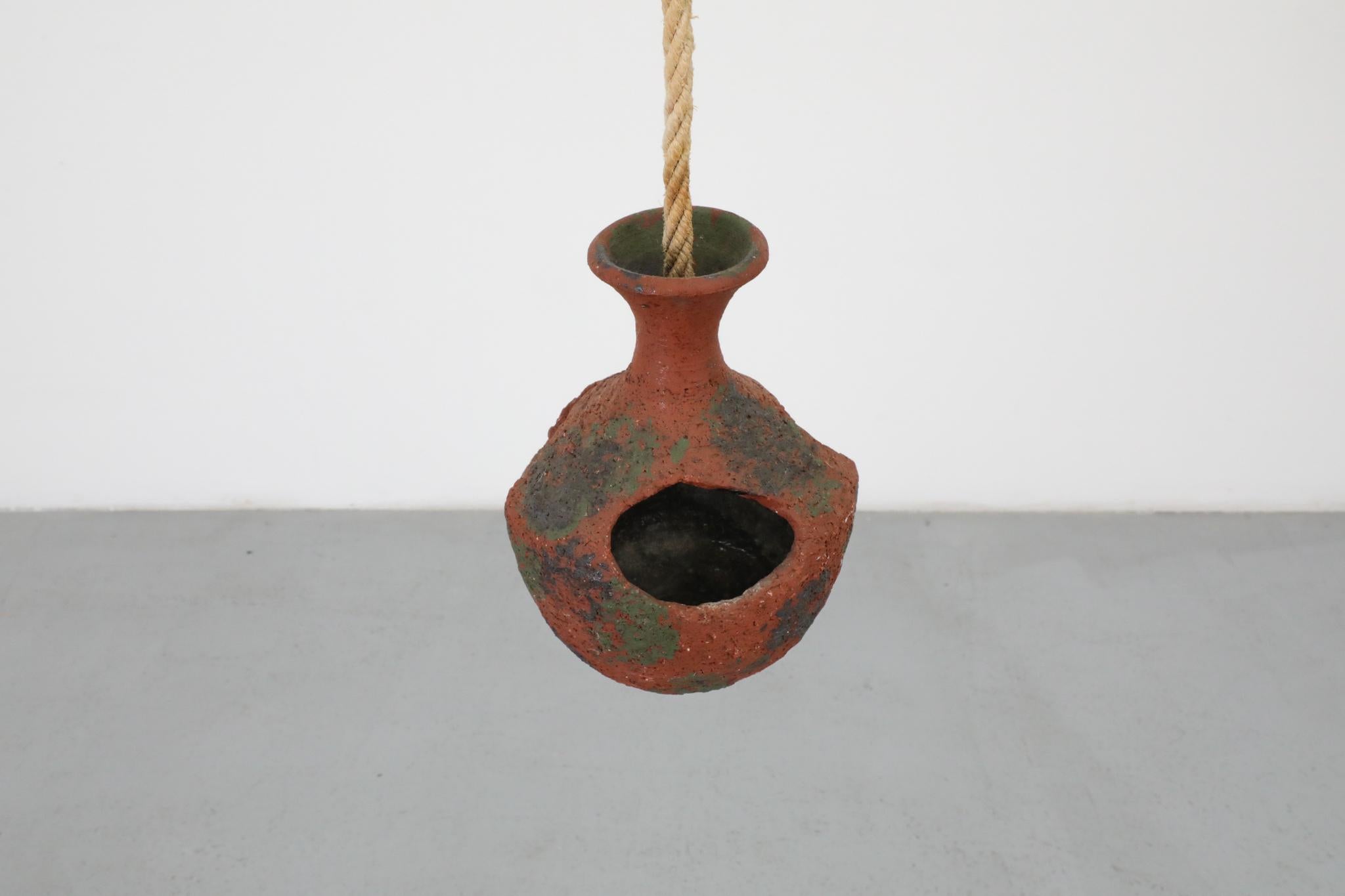 Mid-Century Dutch Terracotta Hanging Ceramic Planter or Bird's Nest, 1970's For Sale 3