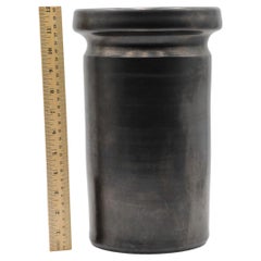 Mid-Century Dutch Wide Metallic Black Vase with Pinched Neck