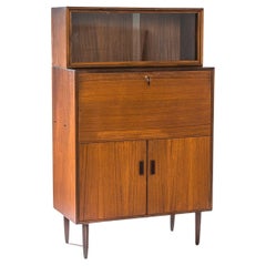 Mid-Century Dutch Wooden Highboard with Tapered Feet