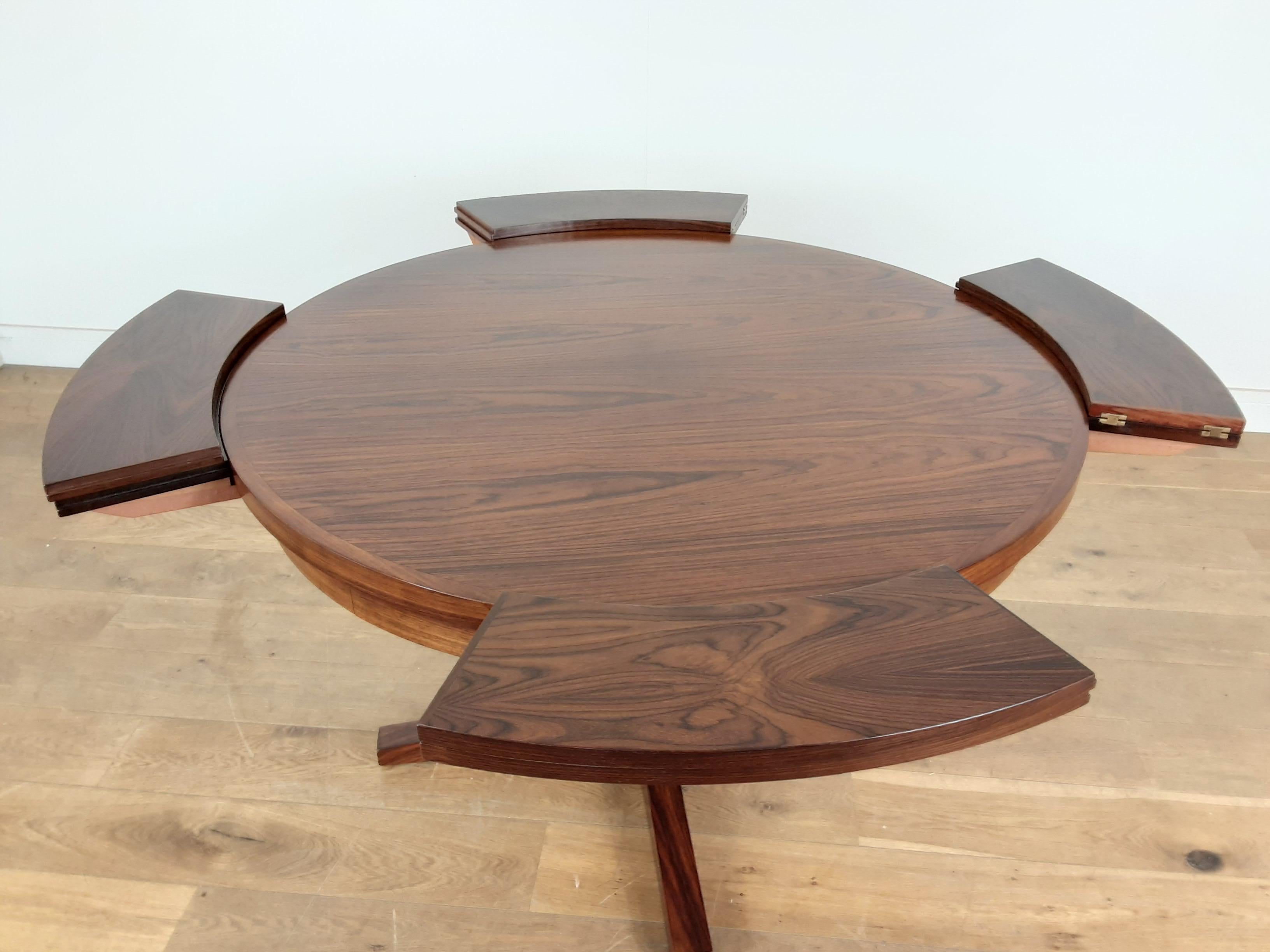 Midcentury Dyrlund Rosewood Lotus Flip Flap Extendable Dining Table For Sale 2