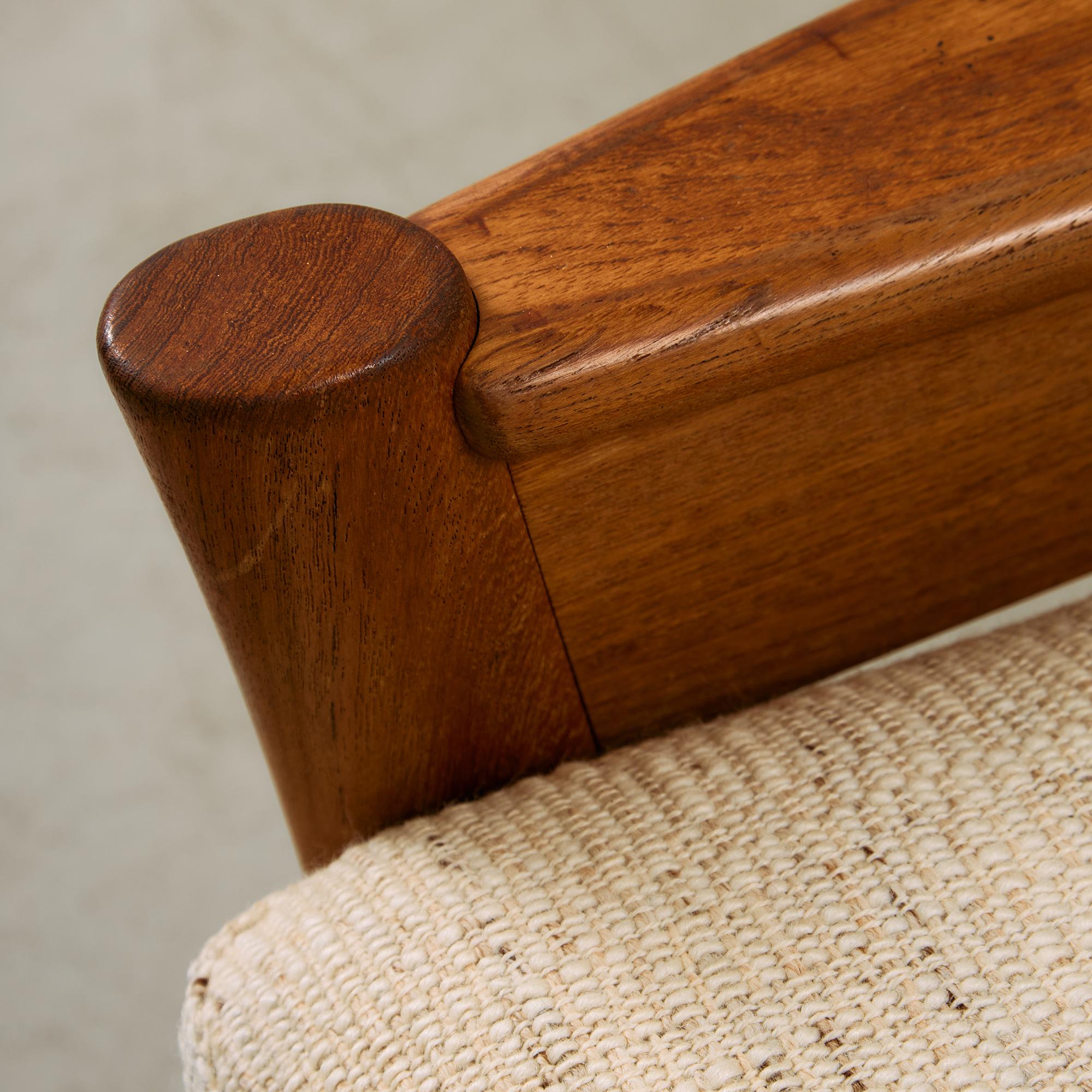 Fabric Mid-Century Dyrlund Solid Teak Three-Seater with Removable Cushions, 1959 For Sale
