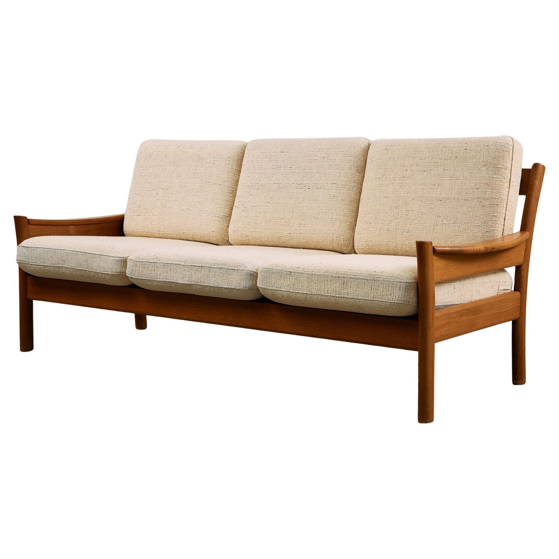 Mid-Century Dyrlund Solid Teak Three-Seater with Removable Cushions, 1959