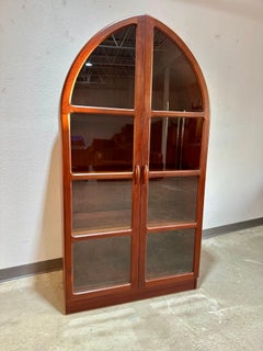Mid Century Dyrlund Teak Arched Lighted Display Cabinet