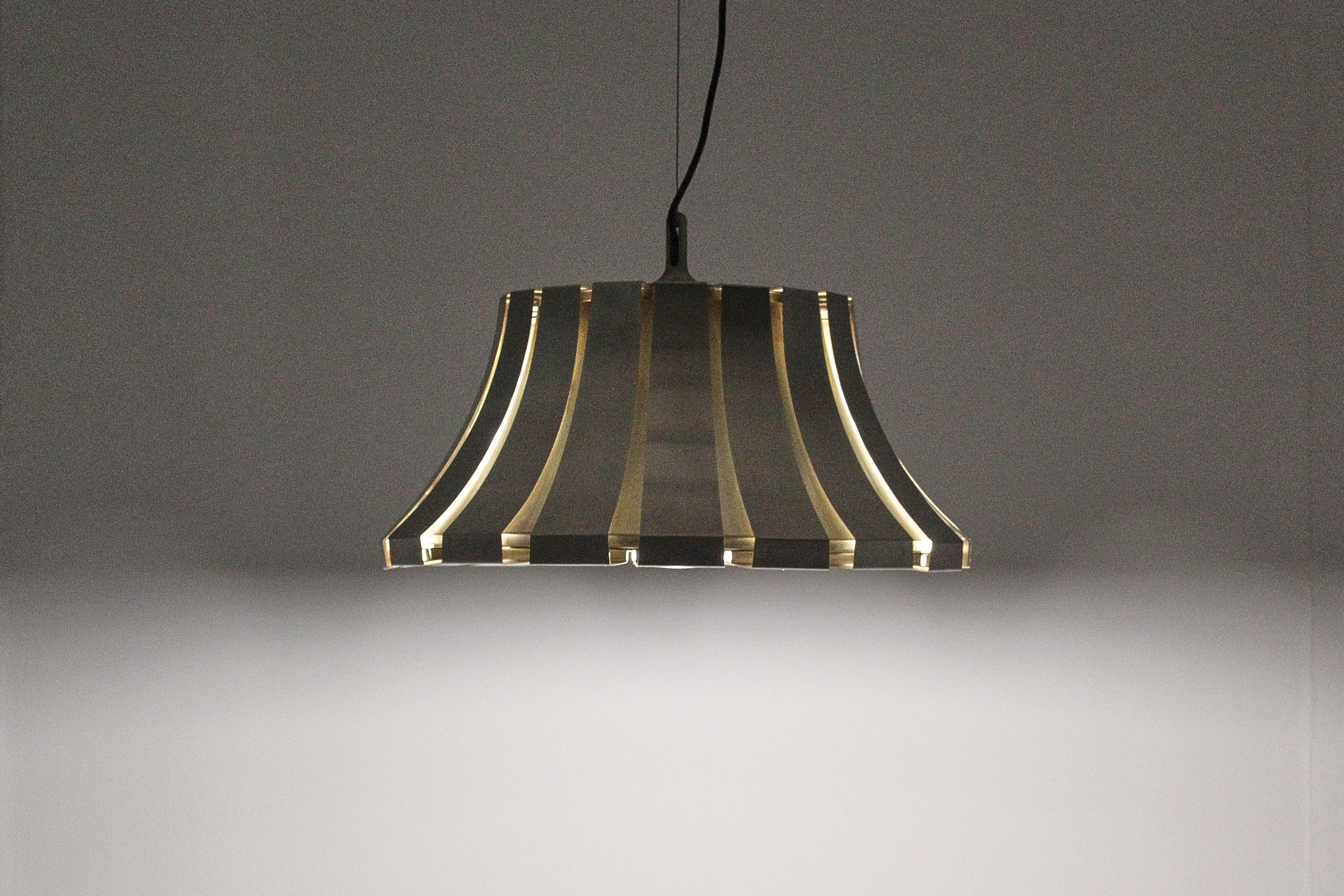 Mid-Century E. Martinelli for Martinelli Luce Steel Suspension Lamp 60s Italy For Sale 6