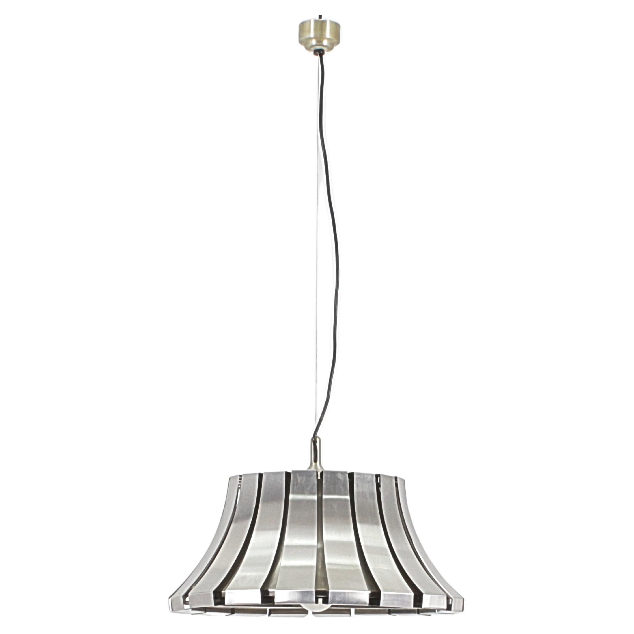 Mid-Century E. Martinelli for Martinelli Luce Steel Suspension Lamp 60s Italy For Sale
