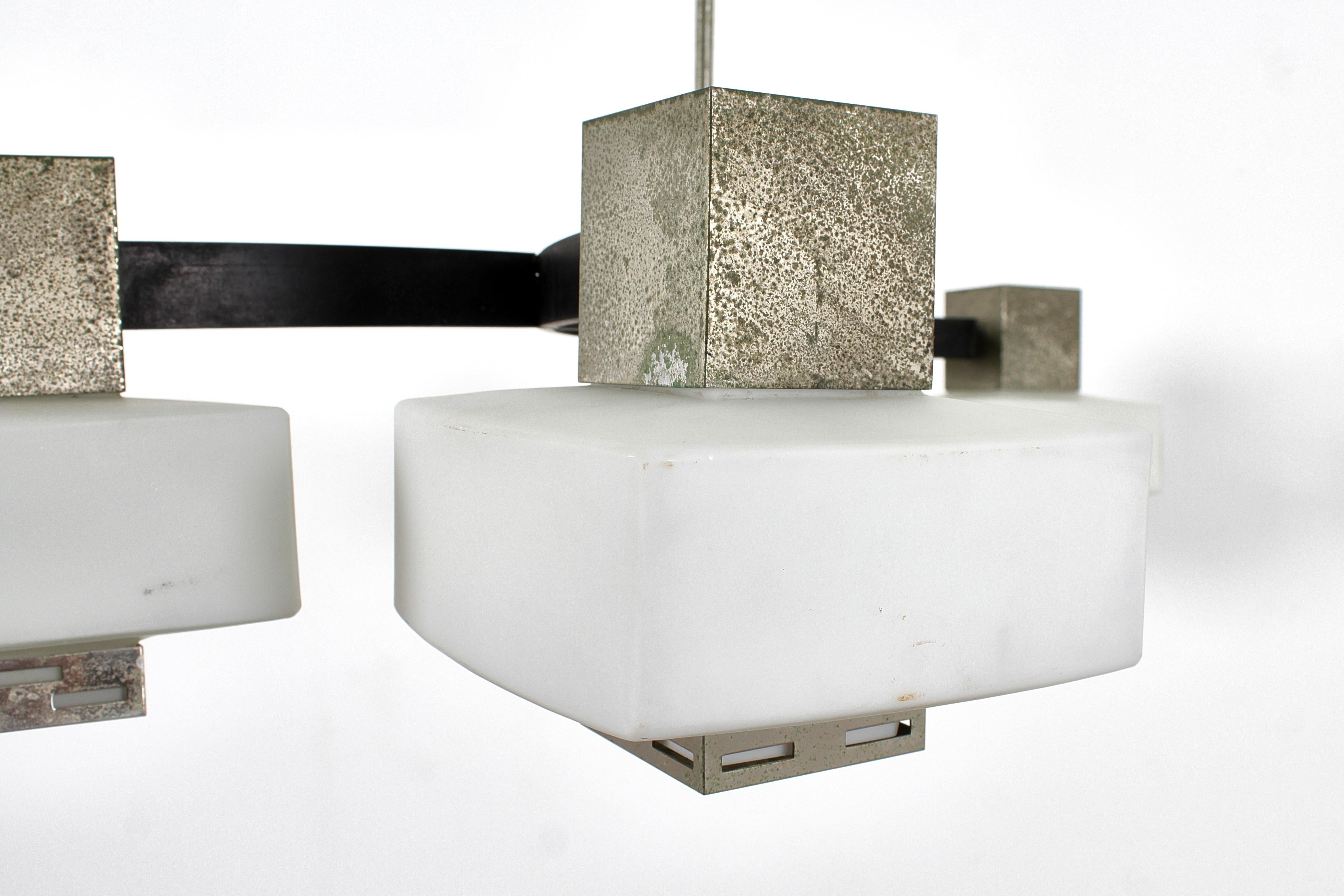 Lampe à suspension en métal et verre du milieu du siècle E. Monesi pour Arredoluce 60s Italie en vente 7