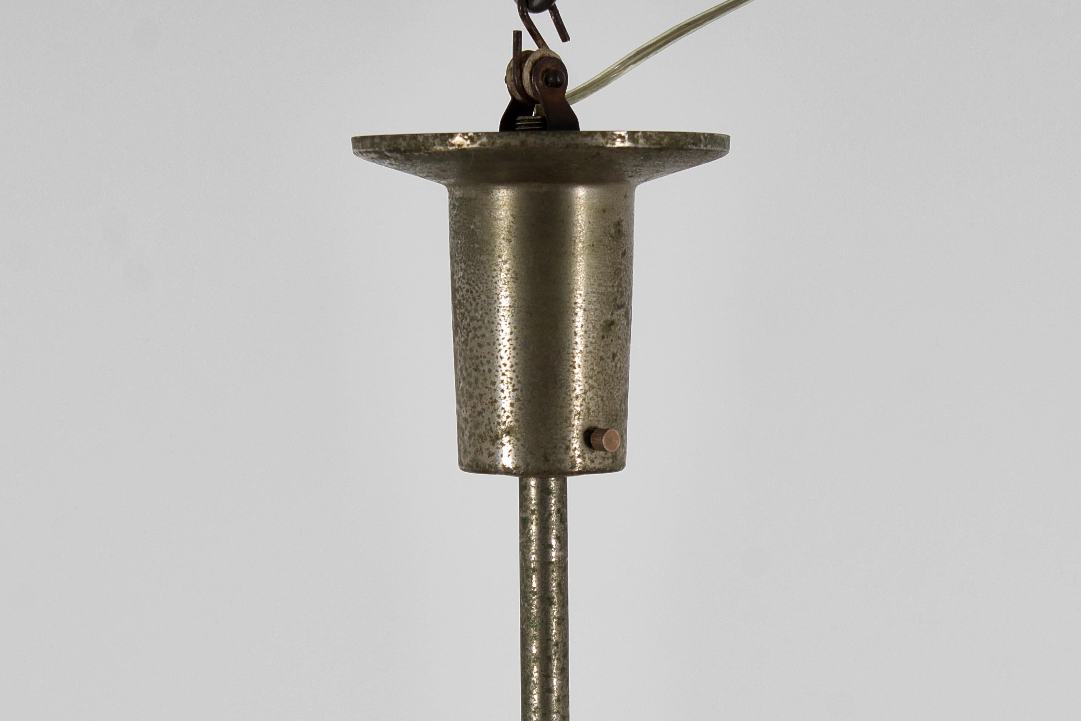 Lampe à suspension en métal et verre du milieu du siècle E. Monesi pour Arredoluce 60s Italie en vente 2