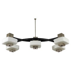 Lampe à suspension en métal et verre du milieu du siècle E. Monesi pour Arredoluce 60s Italie