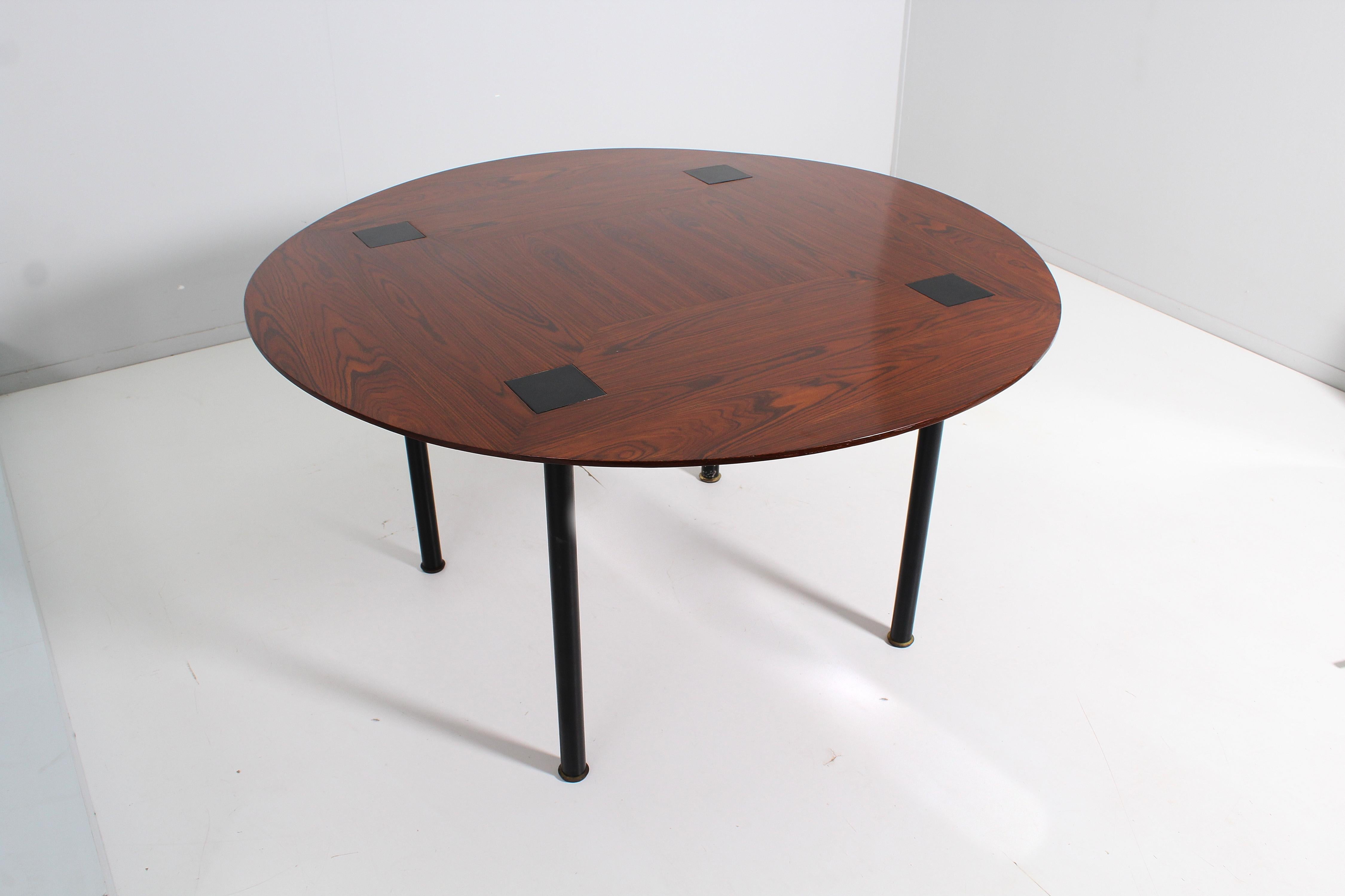 Mid-Century E. Sottsass for Poltronova Wood and Metal Circular Table Italy 50s 7