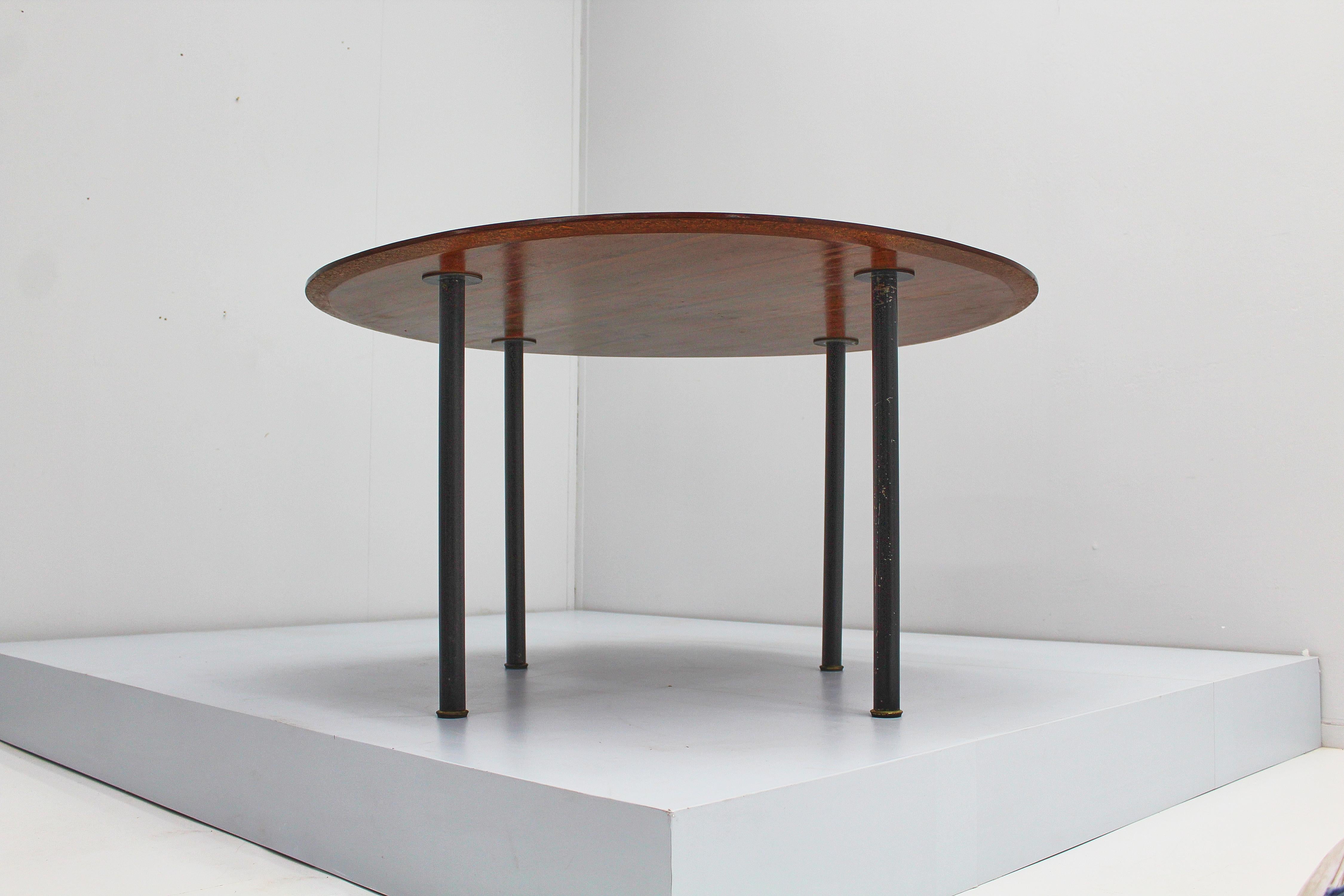 Mid-Century Modern Mid-Century E. Sottsass for Poltronova Wood and Metal Circular Table Italy 50s