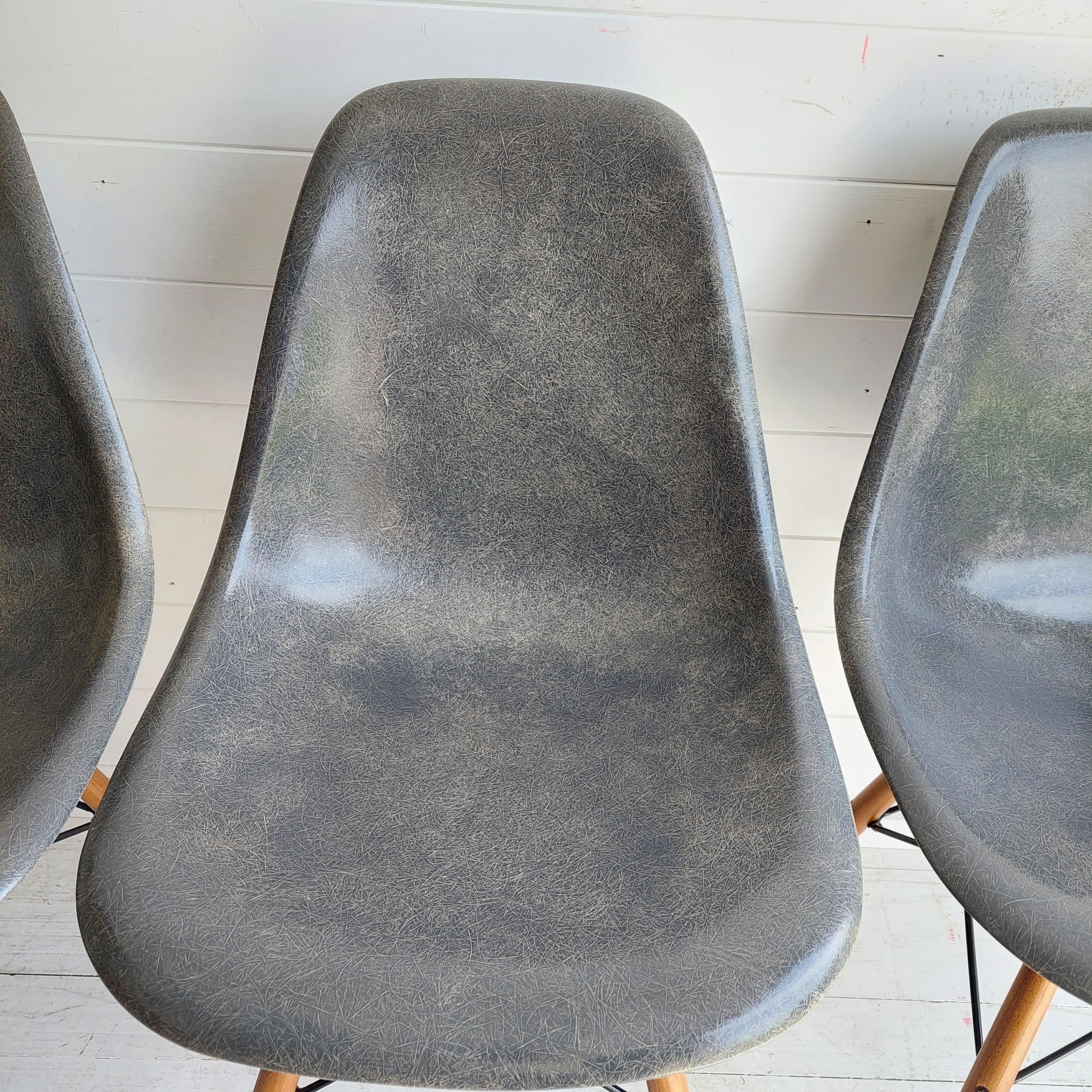 Mid Century Eames Herman Miller Dsw  Dining Chairs In Elephant Hide Grey, 1950s For Sale 4