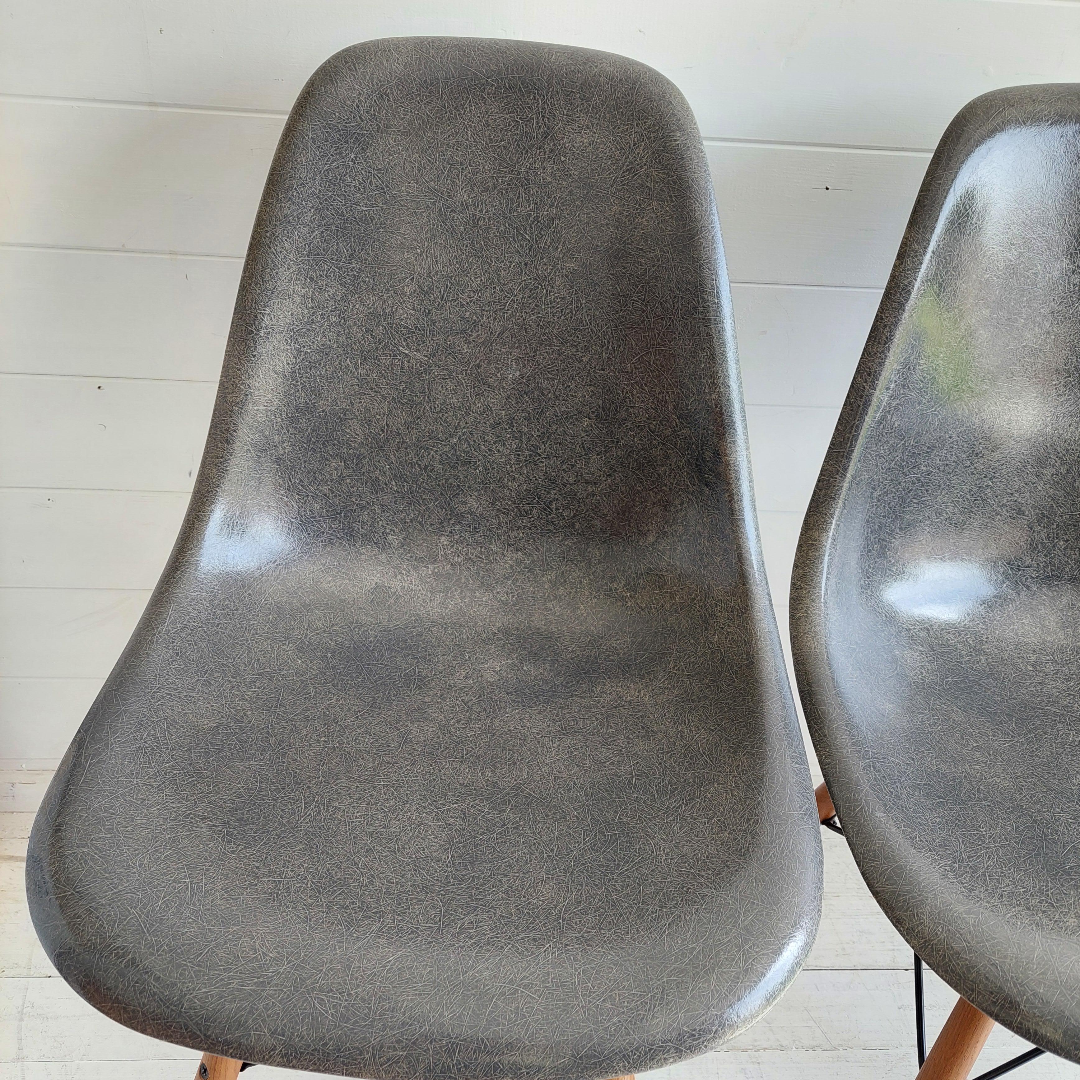 Mid Century Eames Herman Miller Dsw  Dining Chairs In Elephant Hide Grey, 1950s For Sale 6