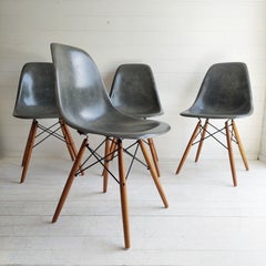 Mid Century Eames Herman Miller Dsw  Dining Chairs In Elephant Hide Grey, 1950s