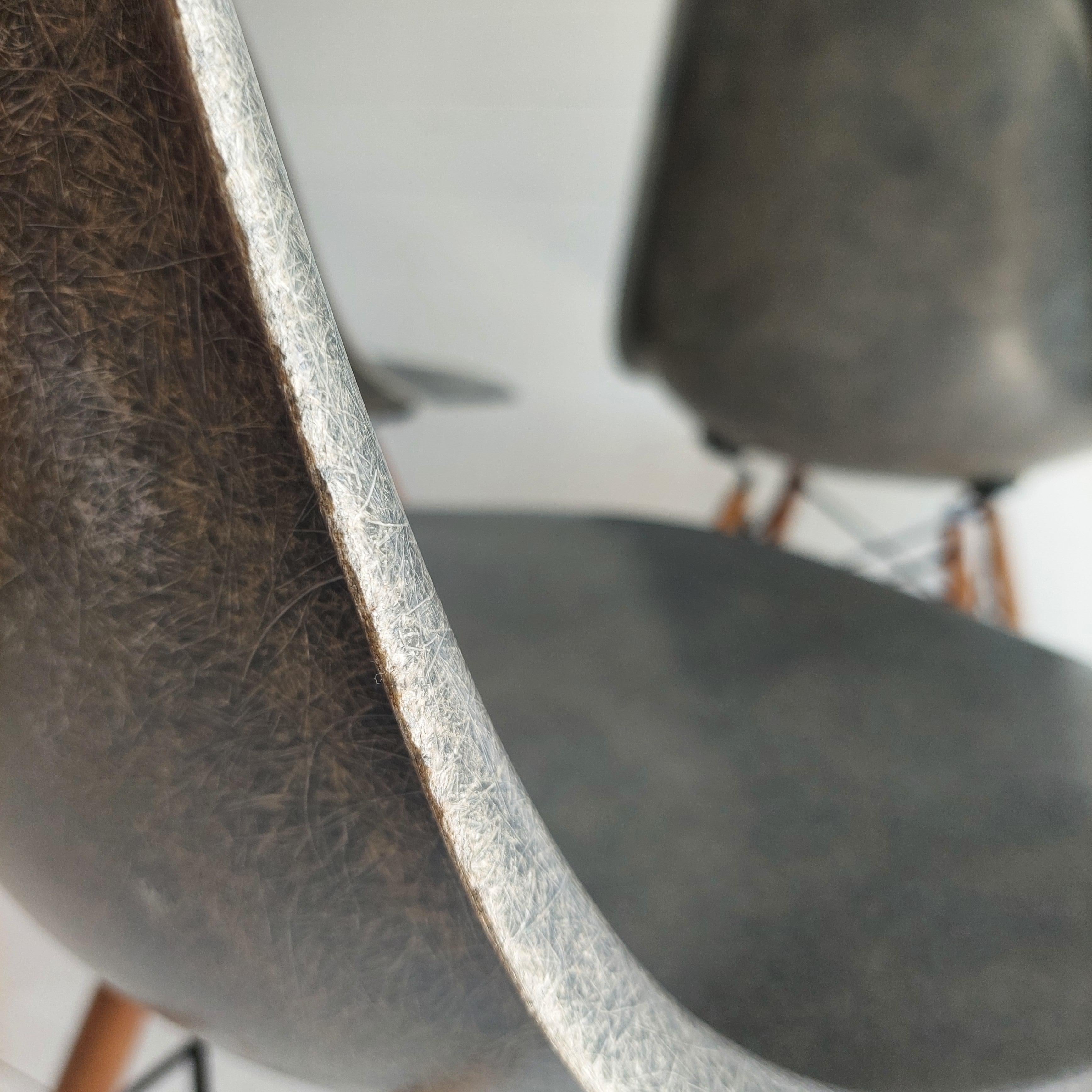 Mid Century Eames Herman Miller Dsw  Dining Chairs In Elephant Hide Grey, 1950s For Sale 2