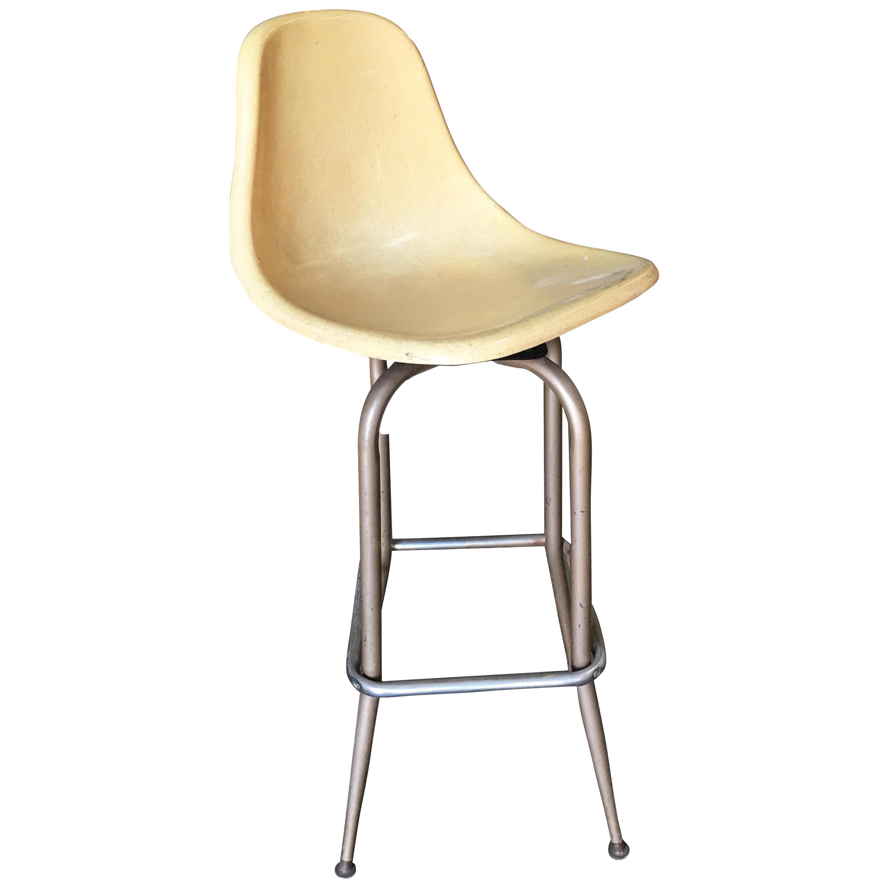 Charles Eames Leather Upholstered Fiberglass Bar Stools at 1stdibs