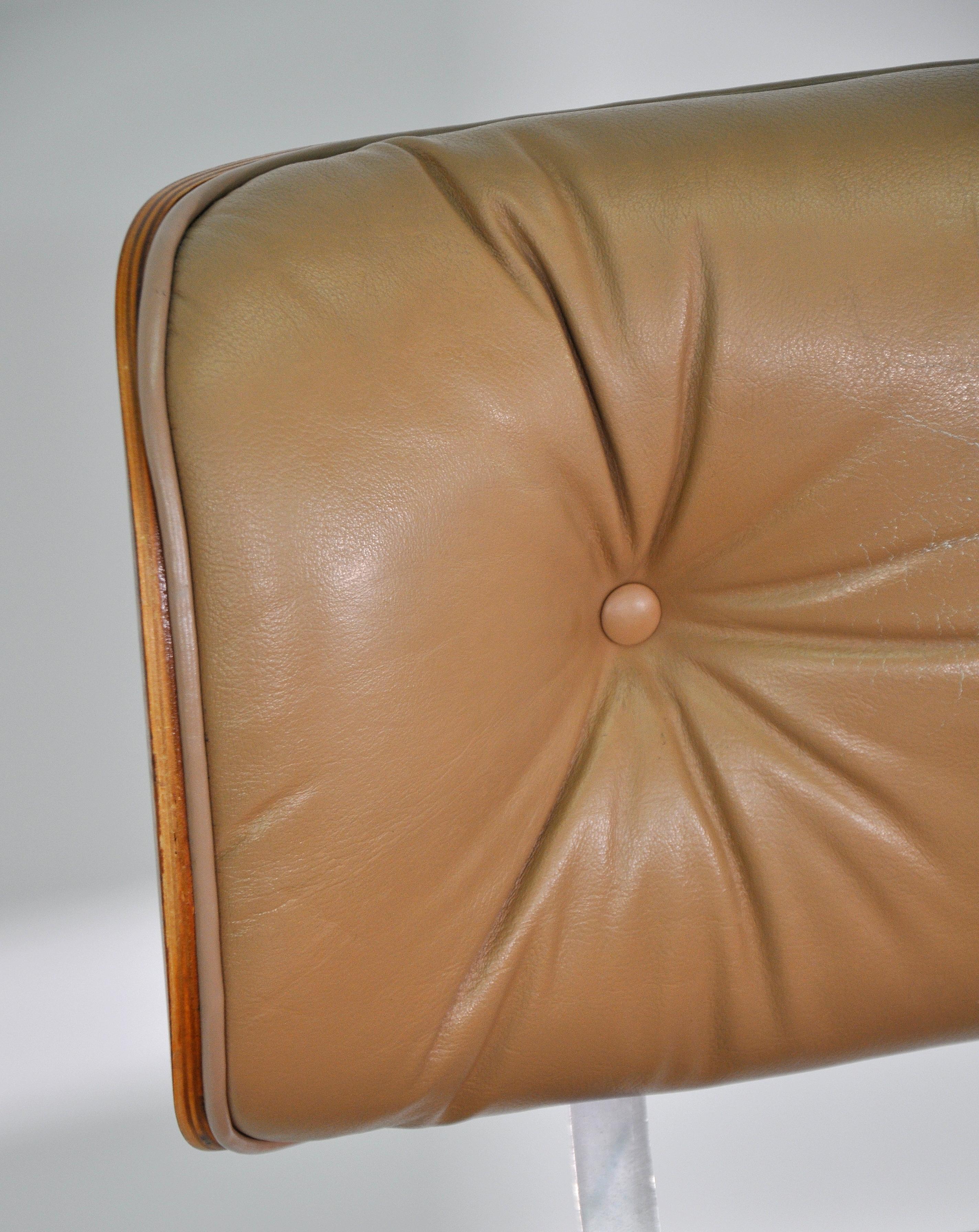 Midcentury Eames Style Leather Lounge Chair and Ottoman 1