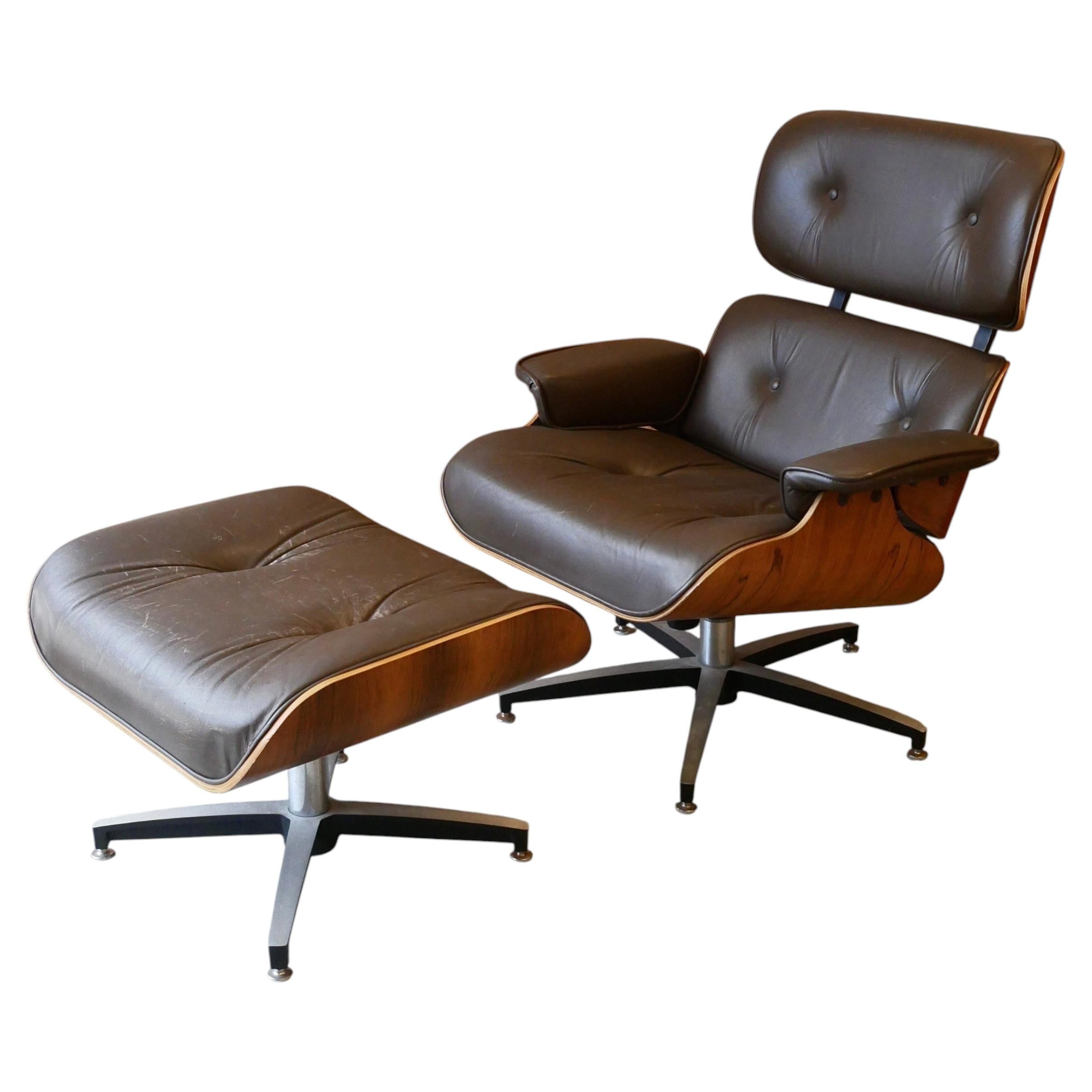 Mid-Century Eames Style Lounge and Ottoman For Sale