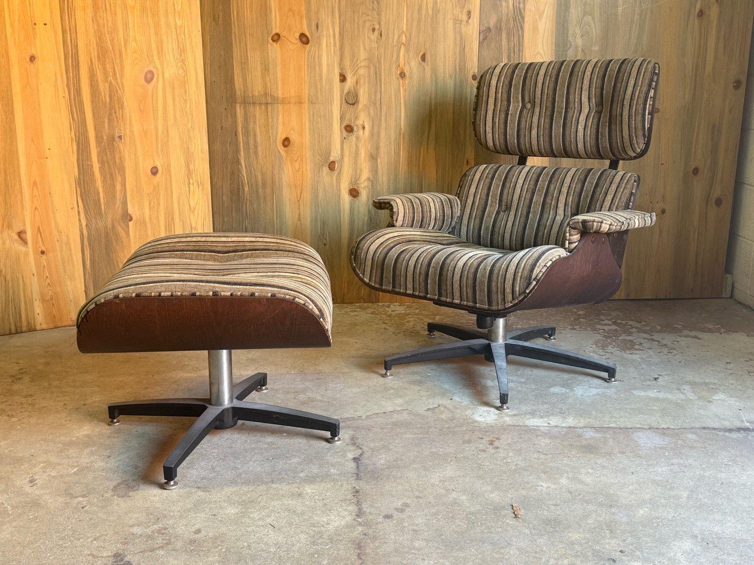 Mid-Century Modern Mid-Century Eames Style Lounge Chair and Ottoman