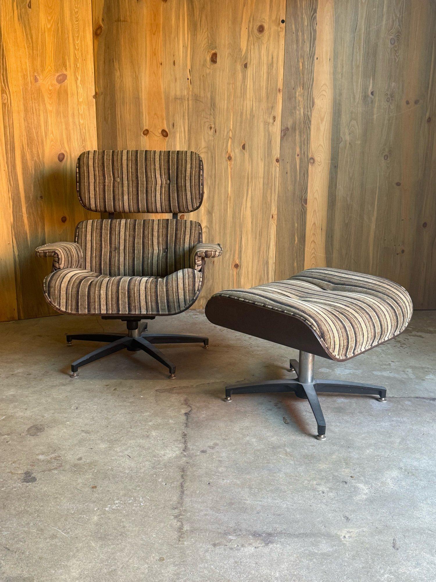 American Mid-Century Eames Style Lounge Chair and Ottoman