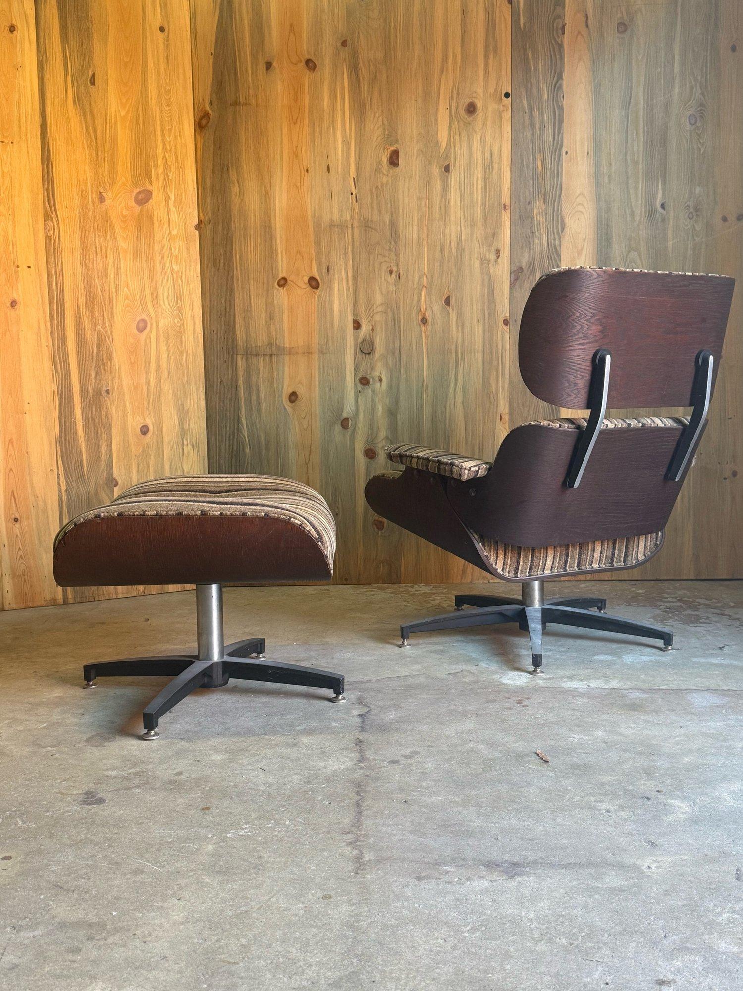 Metal Mid-Century Eames Style Lounge Chair and Ottoman