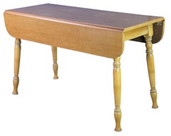 Mid Century Early American Maple Country Farmhouse Drop Leaf Dining Table