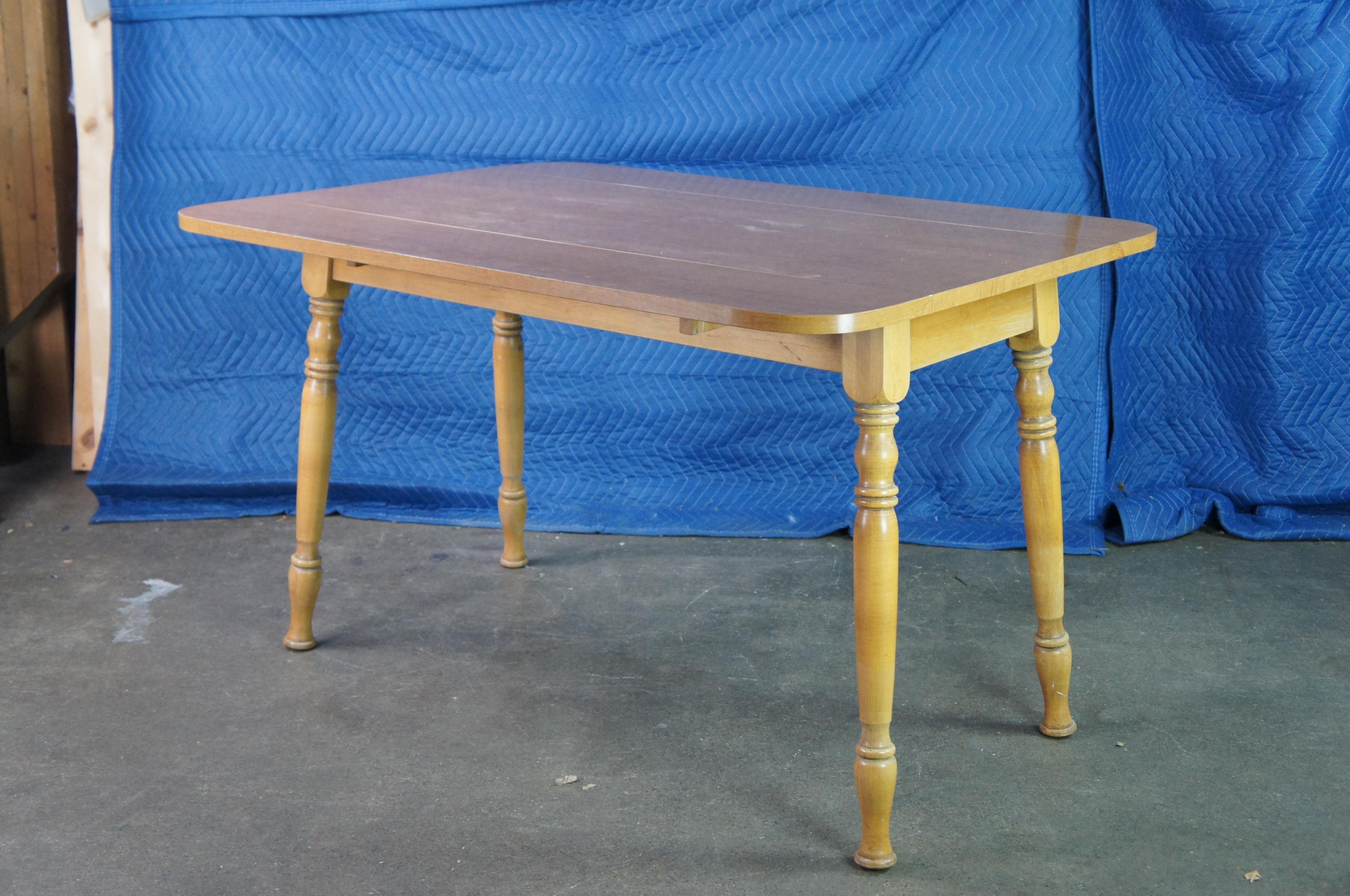 20th Century Mid Century Early American Maple Country Farmhouse Drop Leaf Dining Table 