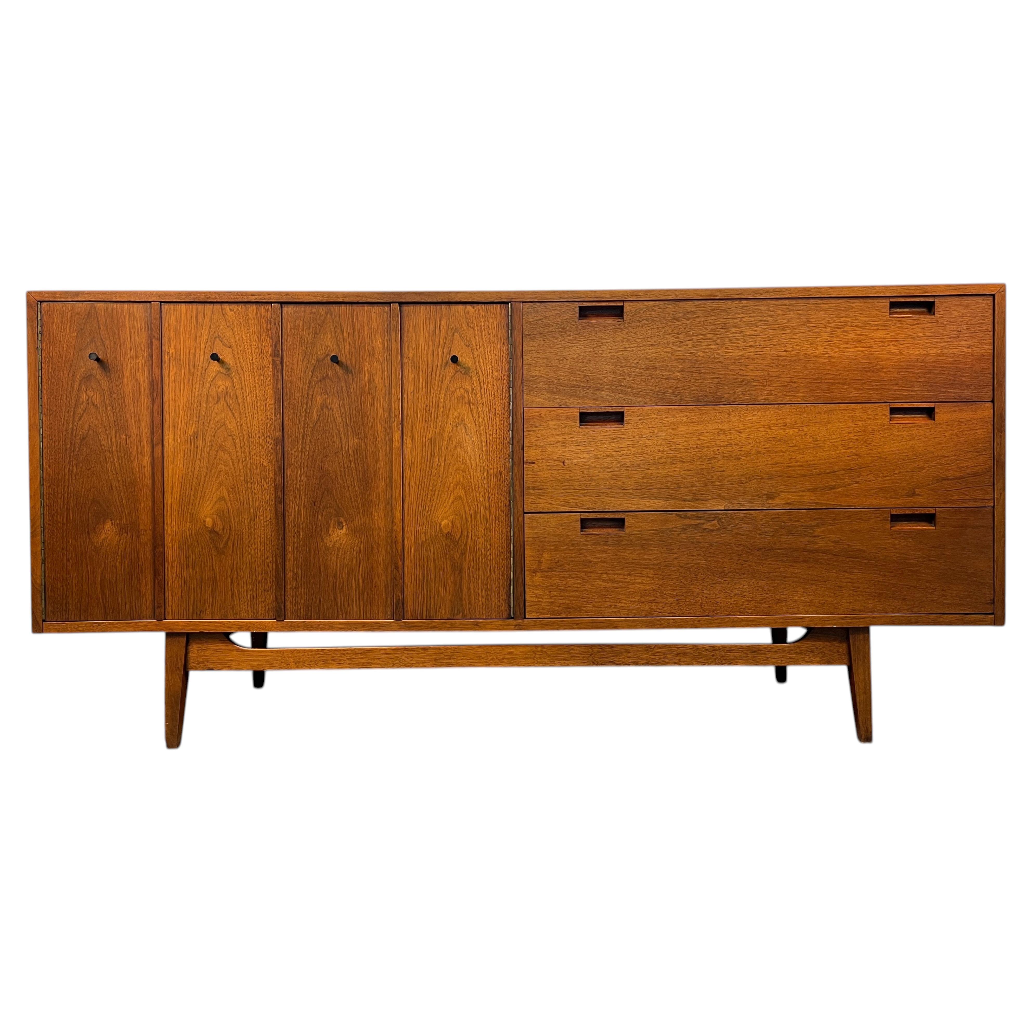 Mid-Century Early American of Martinsville Long Walnut Dresser