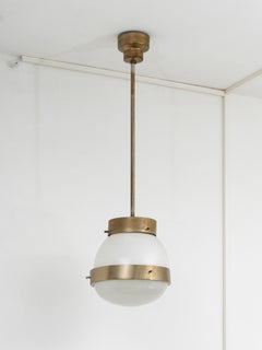 Mid-Century Early "Delta" Brass Pendant Lamp by Sergio Mazza for Artemide 1960s