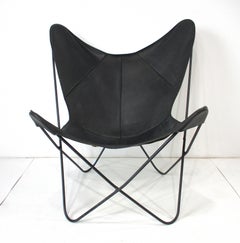 Mid Century Early Hardoy Leder Butterfly Lounge Chair Stil von Knoll (A)