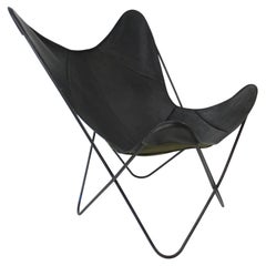 Mid Century Early Hardoy Leder Butterfly Lounge Chair Stil von Knoll (A)
