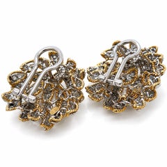 MID-CENTURY Earrings Textured 18k Gold and 2.70 CTW VVS Diamonds