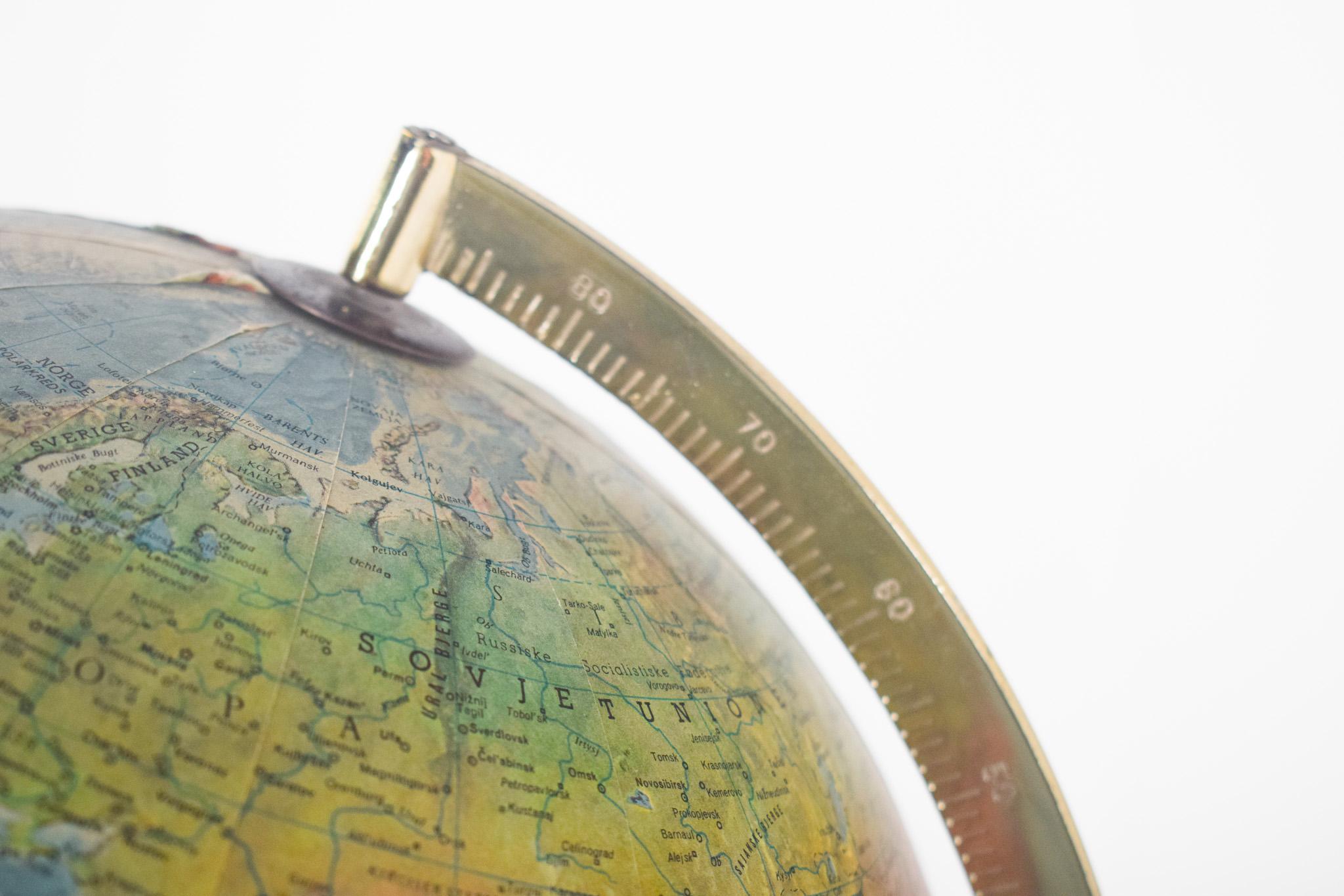 Portuguese Mid-Century Earth Globe Electrified For Sale