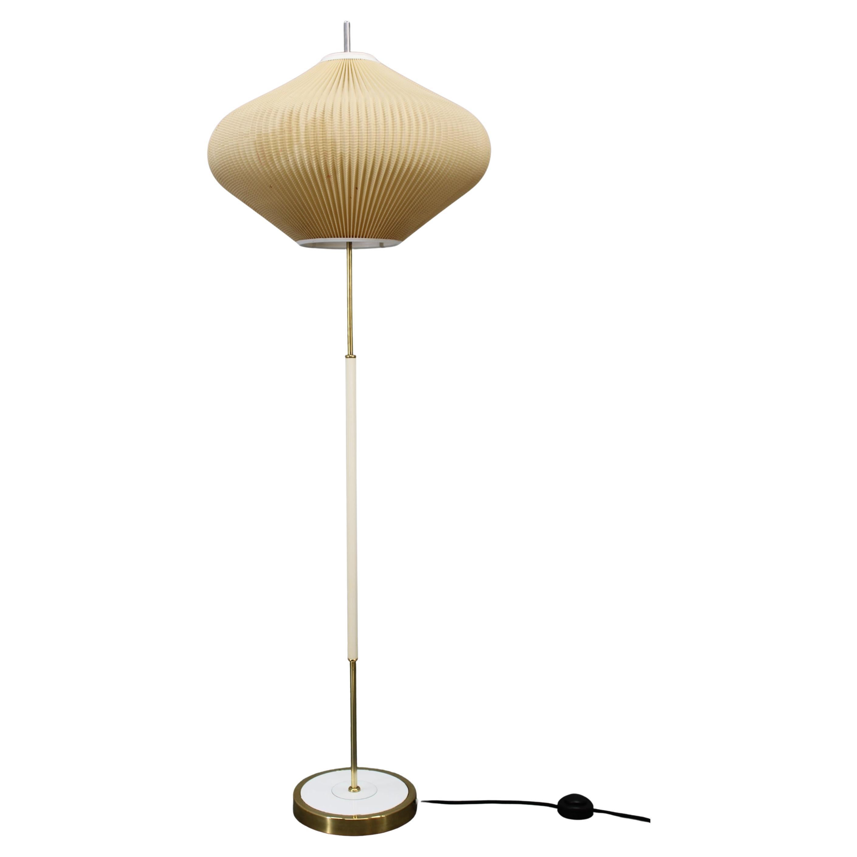 Mid-Century East German Floor Lamp with Pleated Shade, 1970s For Sale