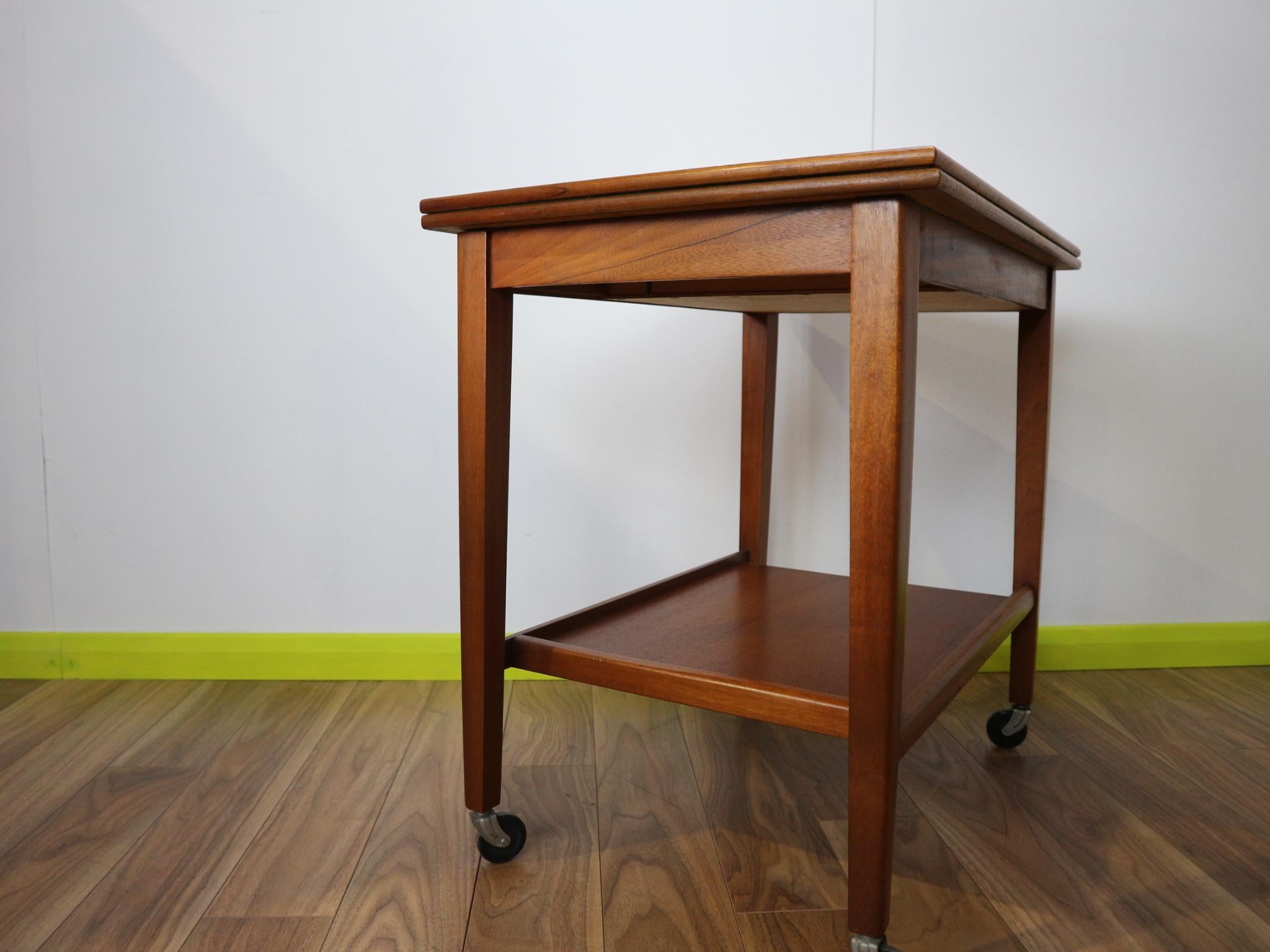 Mid Century Eastcraft of Scotland Teak Folding Card Table Side Table Bar Cart 2