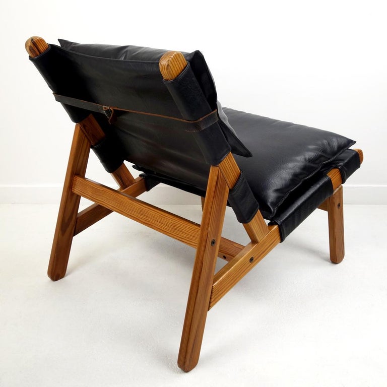 Midcentury Easy Chair with Wooden Frame and Leather ...