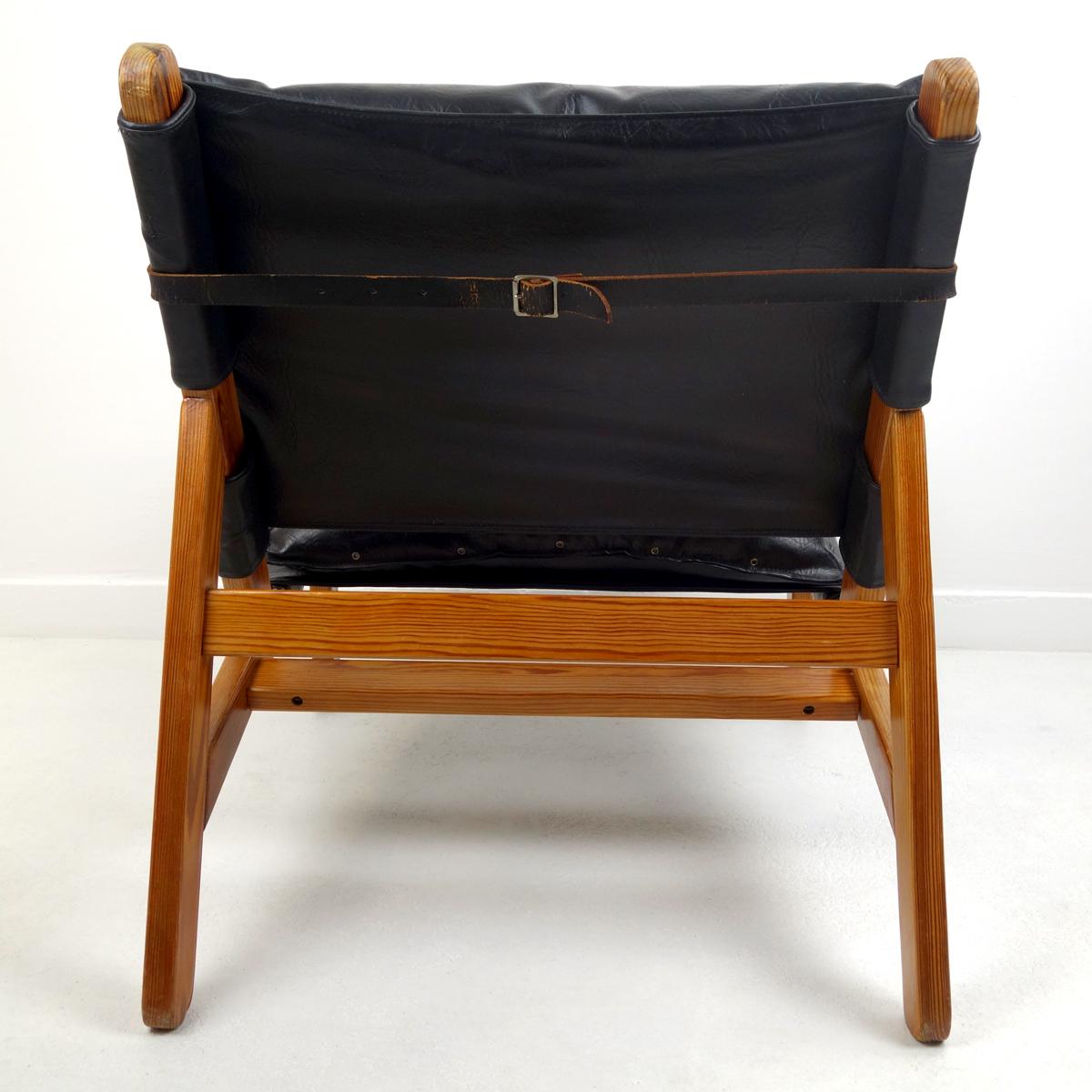 Midcentury Modern Easy Chair with Wooden Frame and Leather Cushions In Good Condition In Doornspijk, NL
