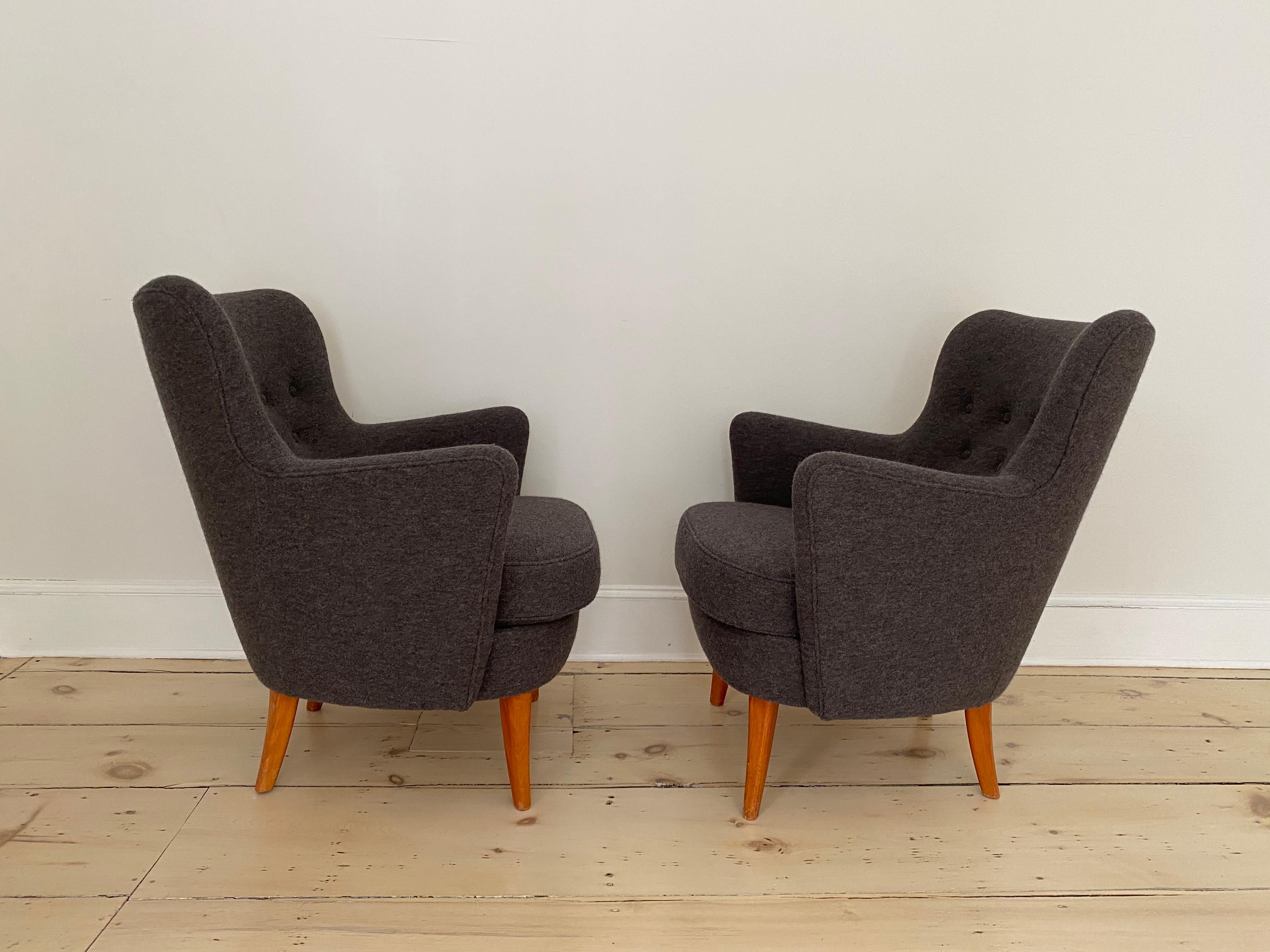 Scandinavian Modern Midcentury Easy Chairs Attributed to Carl Malmsten