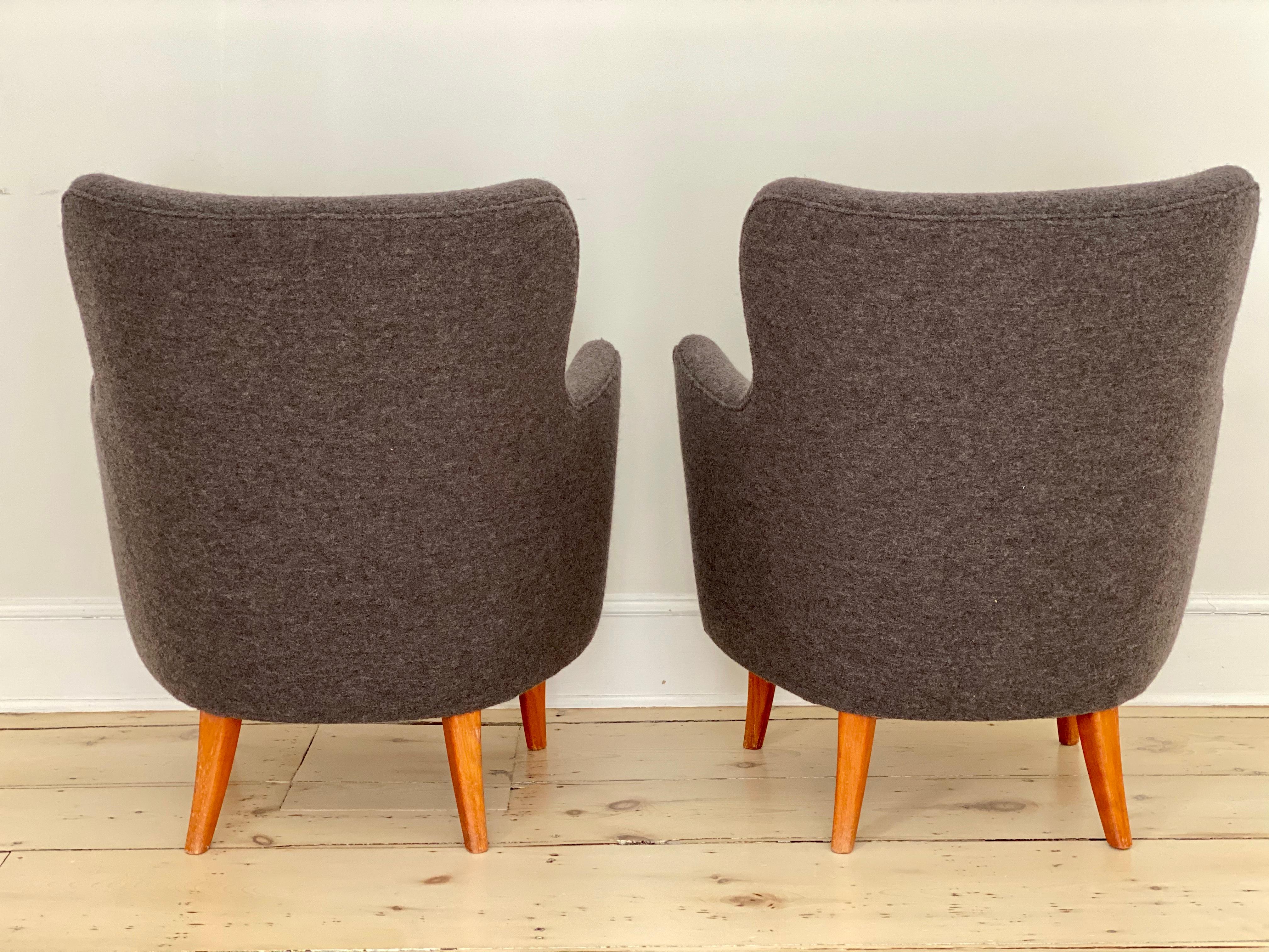 Swedish Midcentury Easy Chairs Attributed to Carl Malmsten