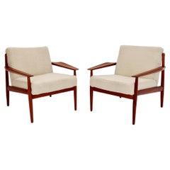 Mid century easy lounge chairs by Arne Vodder  For Glostrup  teak & brass, 1960s