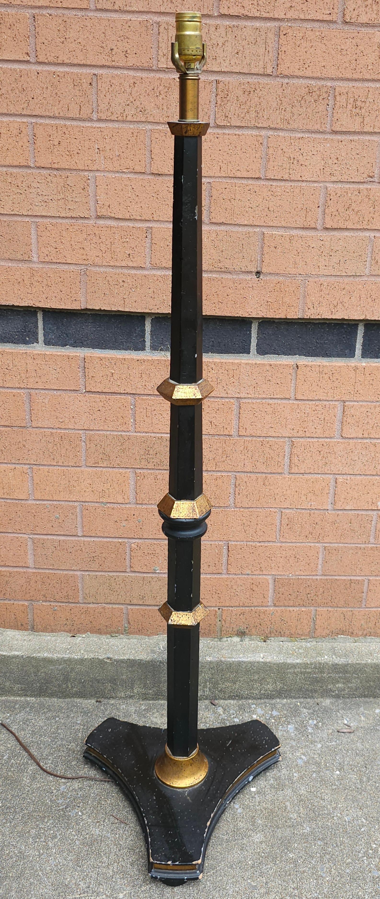 Other Mid Century Ebonized and Partial Gilt Walnut Floor Lamp For Sale