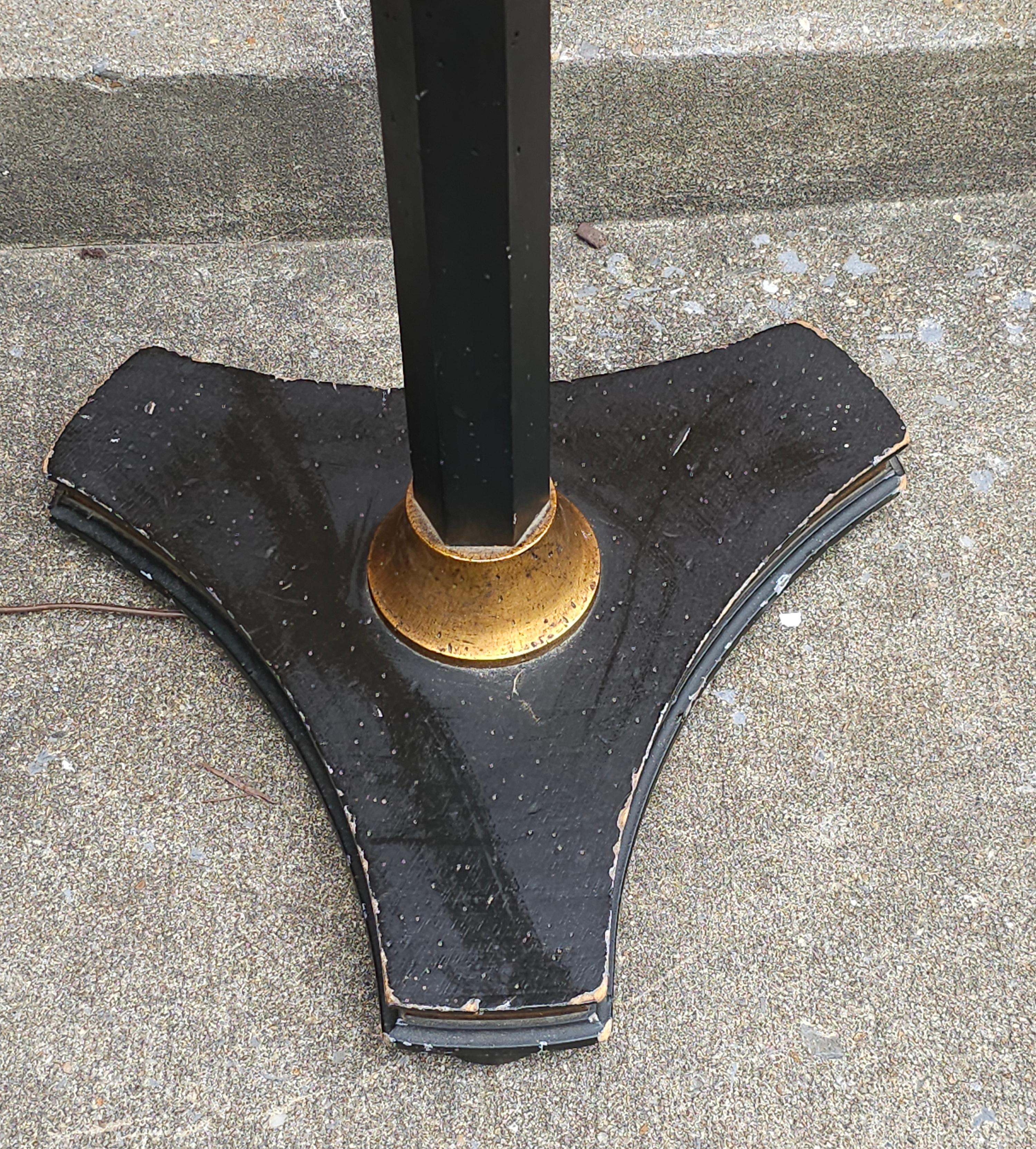 American Mid Century Ebonized and Partial Gilt Walnut Floor Lamp For Sale