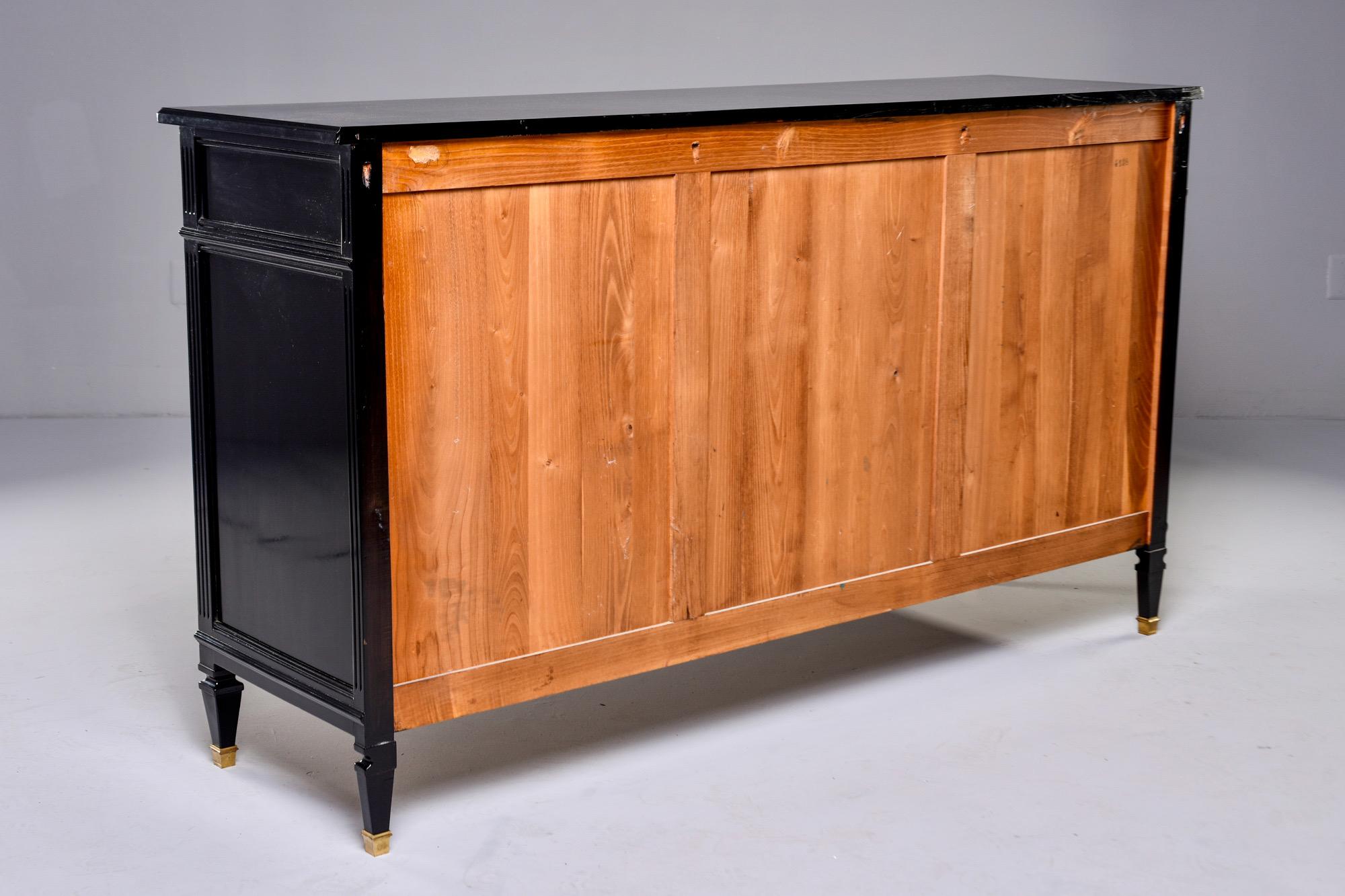 Mid Century Ebonized Commode or Buffet with Three Drawers and Three Doors 6