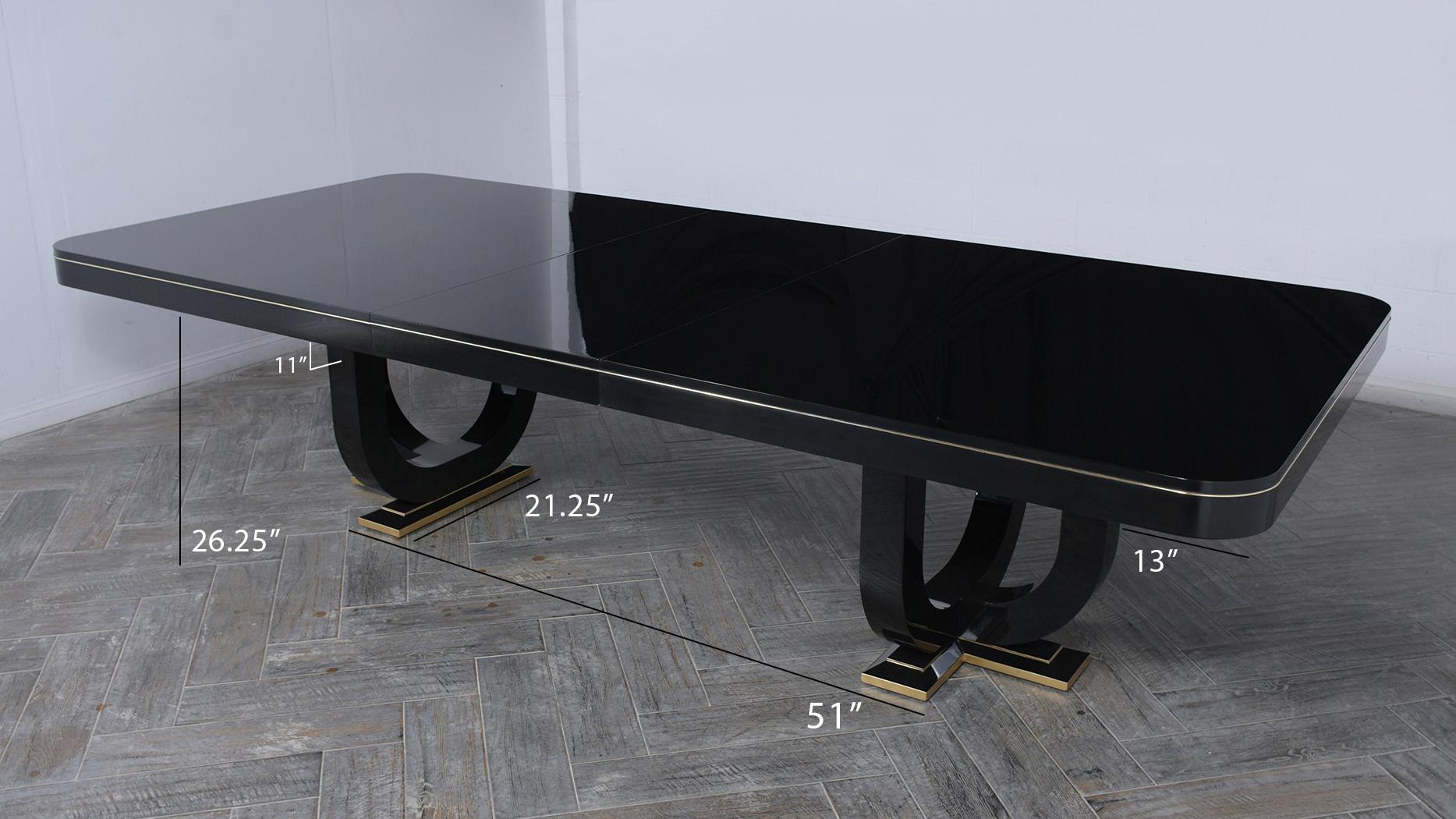 Gilt Vintage Modern Extendable Ebonized Dining Table