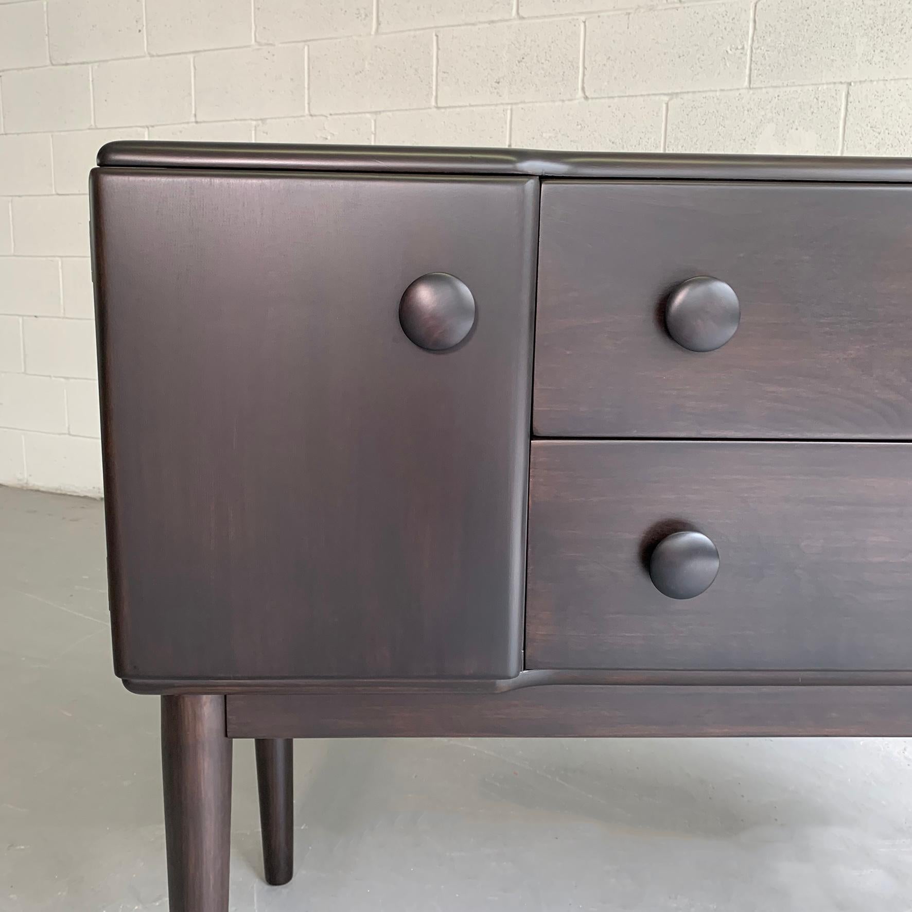 Midcentury Ebonized Maple Sideboard Console by Heywood Wakefield In Good Condition In Brooklyn, NY