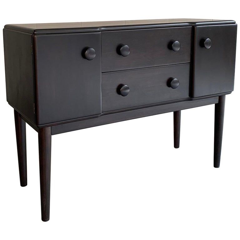 Midcentury Ebonized Maple Sideboard Console by Heywood Wakefield at 1stDibs