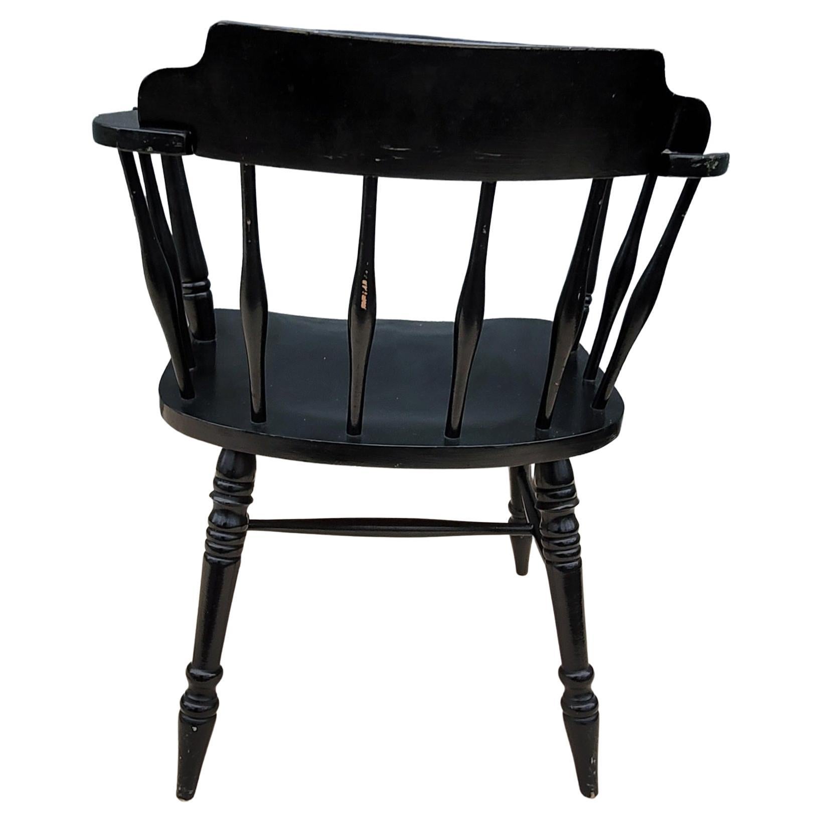 Mid-Century Modern Mid-Century Ebonized Oak Lowback Windsor Chair For Sale