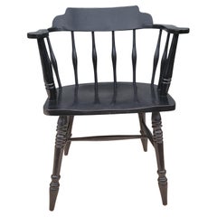 Mid-Century Ebonized Eiche Lowback Windsor Chair