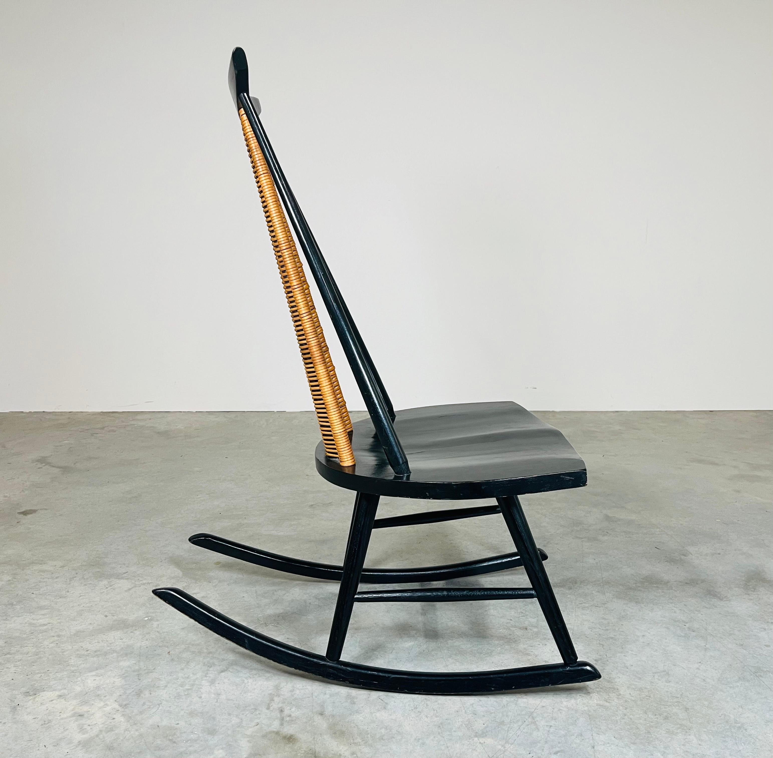 Mid-Century Ebonized Rocker or Rocking Chair by Arthur Umanoff for Shaver Howard For Sale 3