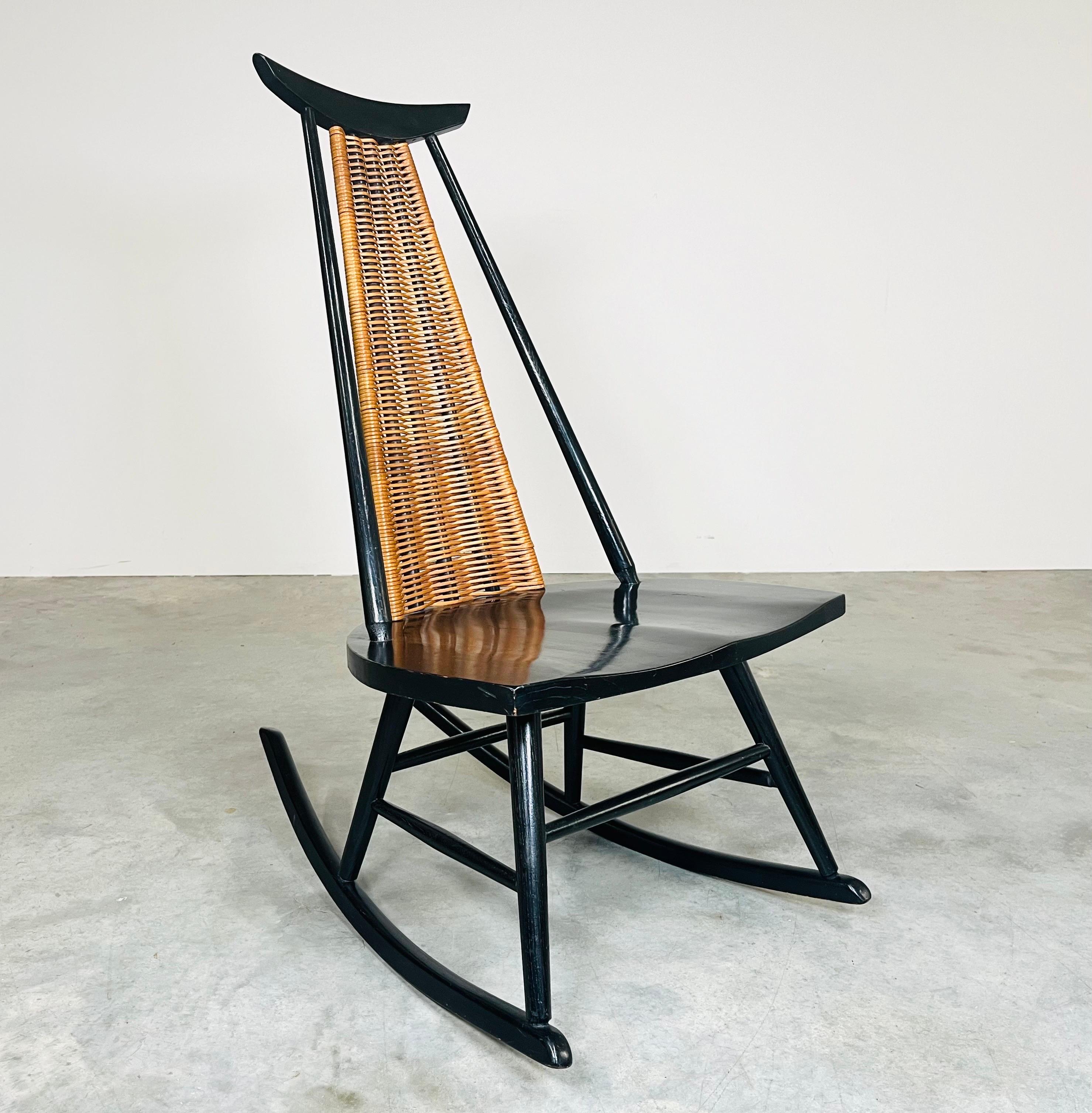 Mid-Century Modern Chaise à bascule ou à bascule ébénisée du milieu du siècle dernier d'Arthur Umanoff pour Shaver Howard en vente