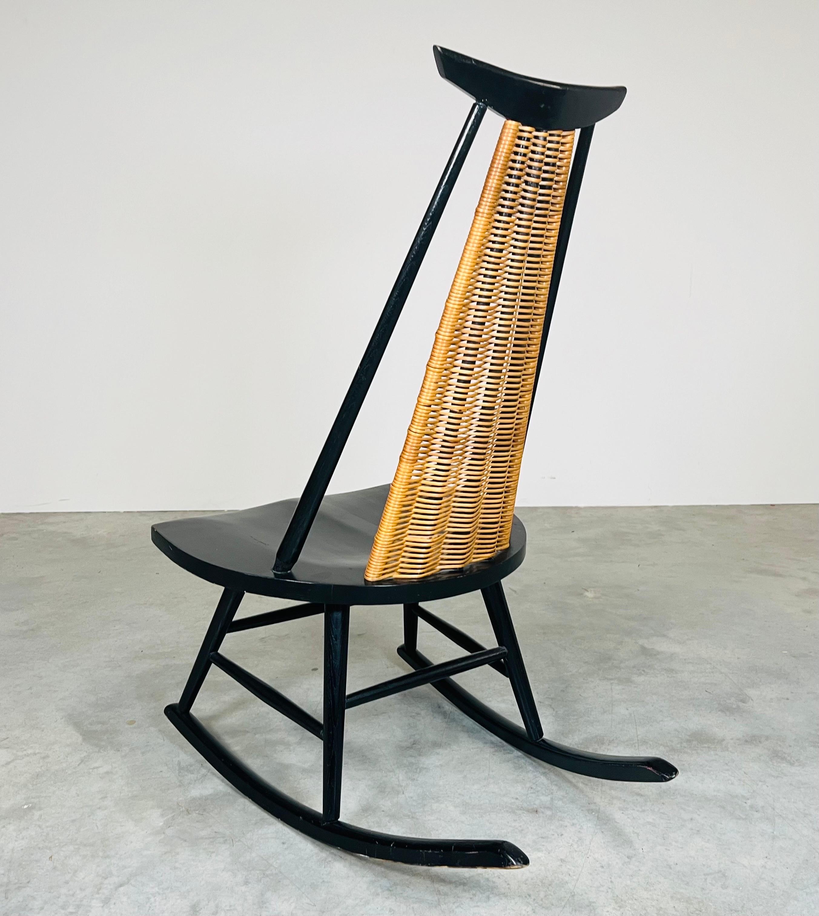 Mid-Century Ebonized Rocker or Rocking Chair by Arthur Umanoff for Shaver Howard 1